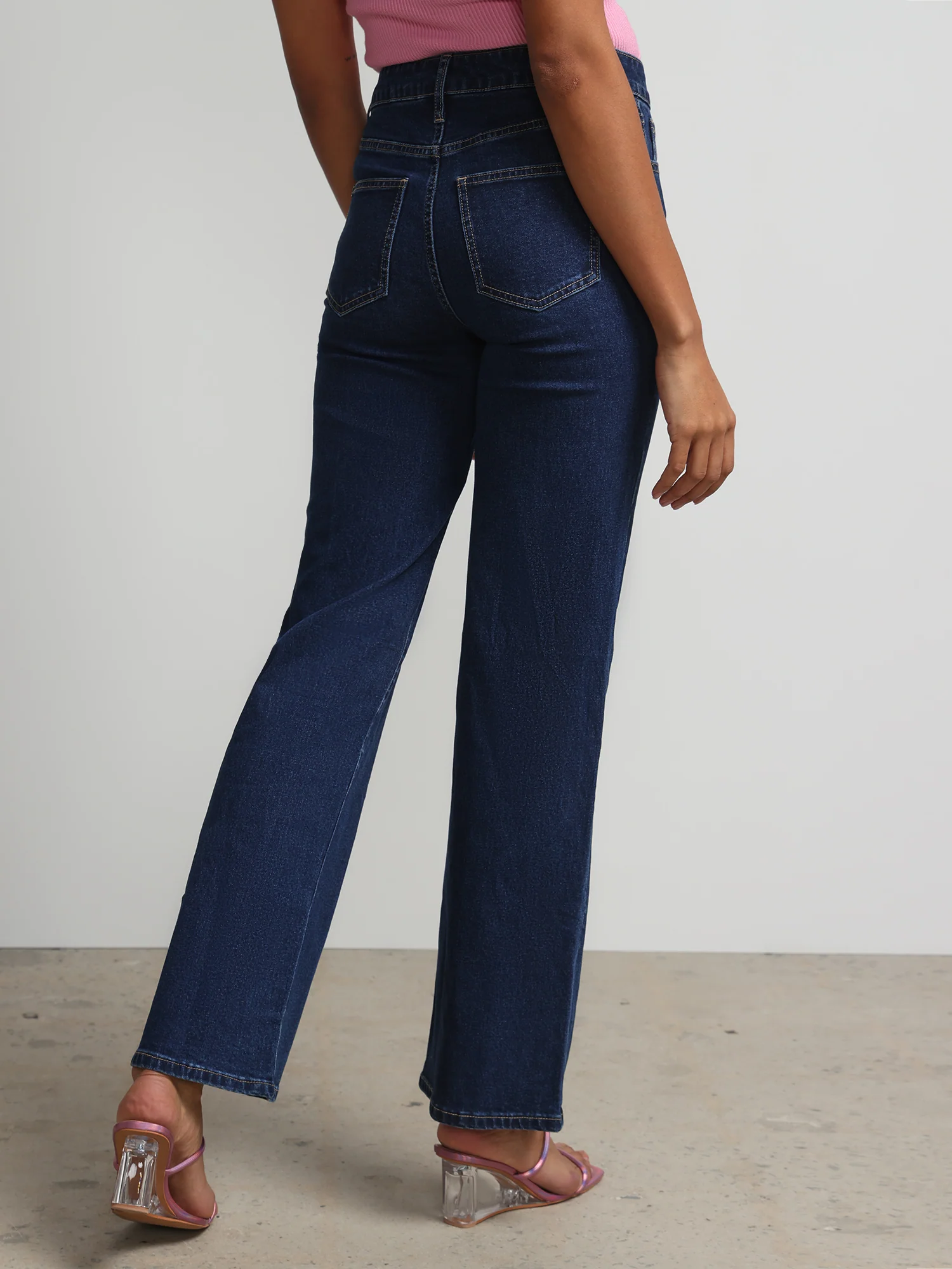 High-Waisted Side-Stripe Flare Jeans - Image 3