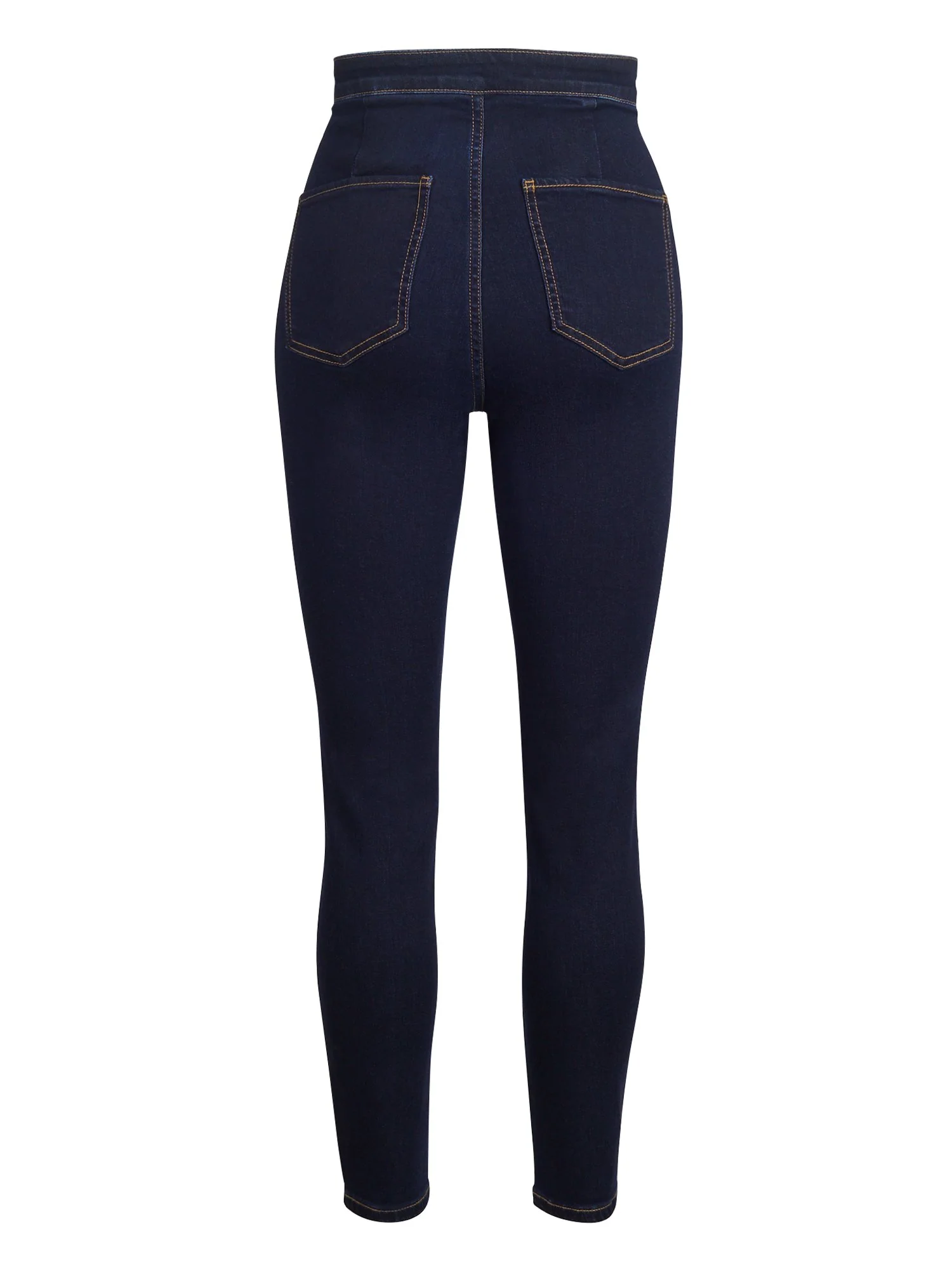 High-Waisted Skinny Jeans - Dark Blue - Image 3