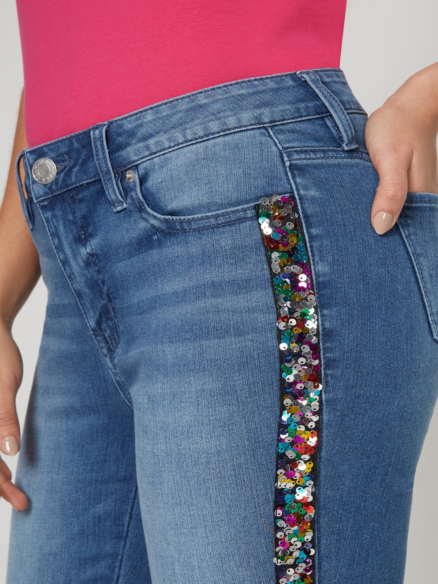 High-Waisted Stripe Skinny Ankle Jeans - Image 4