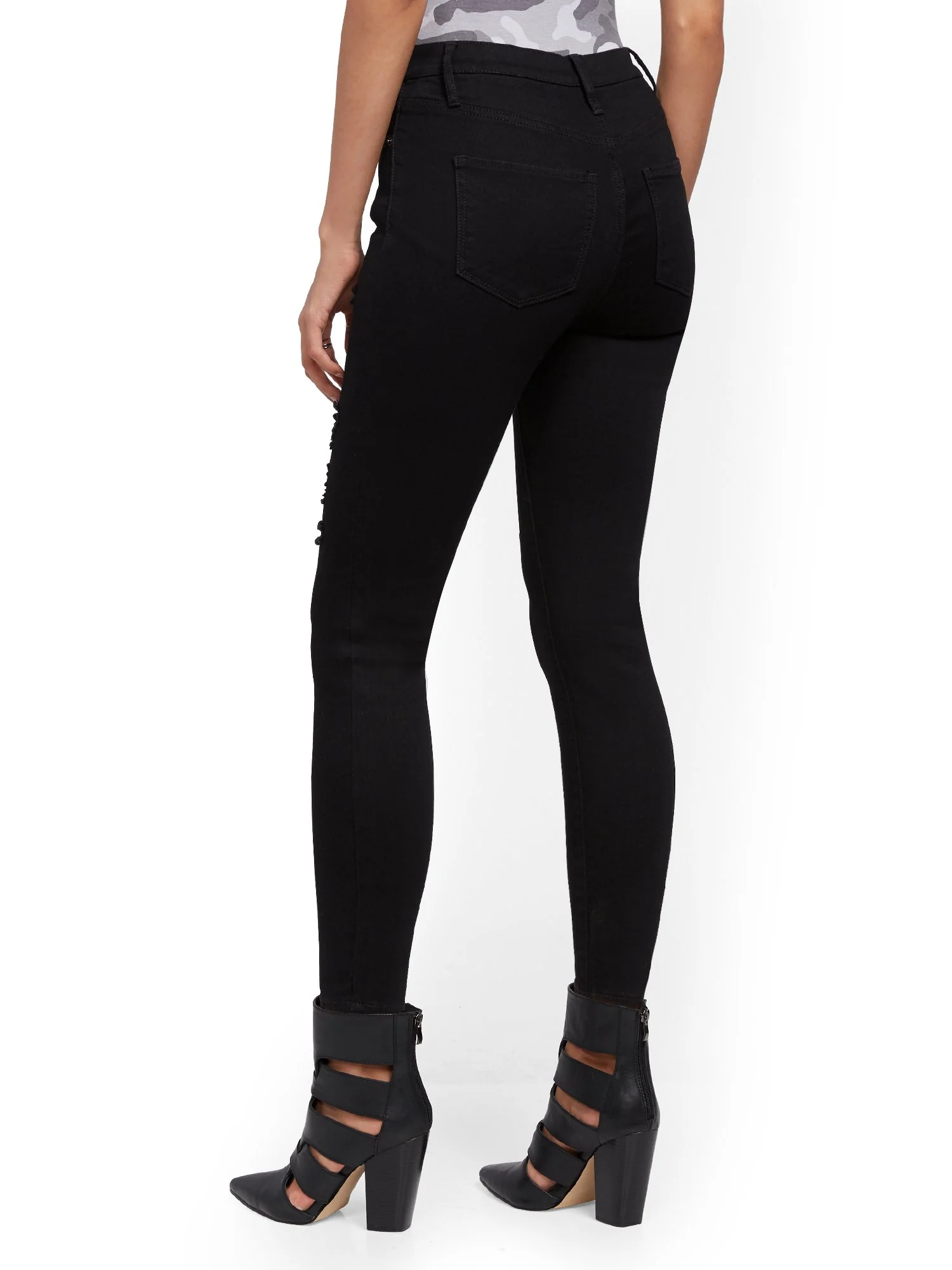 High-Waisted Super-Skinny Ankle Legging - Black - Image 3