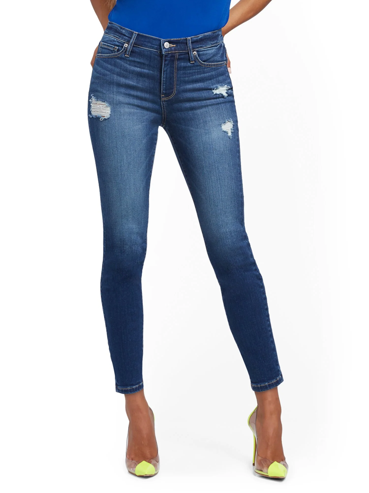 High-Waisted Super-Skinny Ankle Legging - Blue Oasis