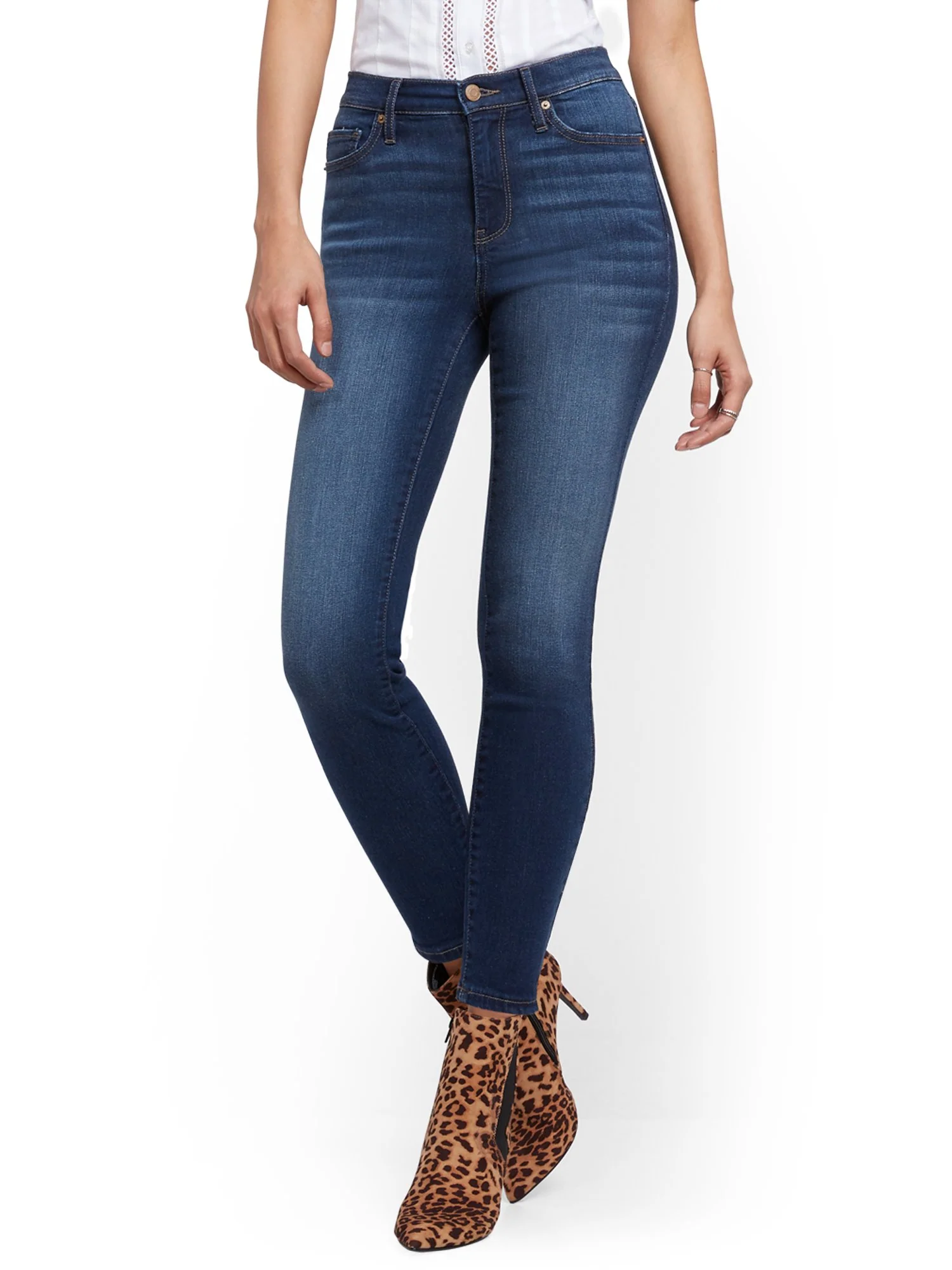 High-Waisted Super-Skinny Ankle Legging - Blueberry - Image 2