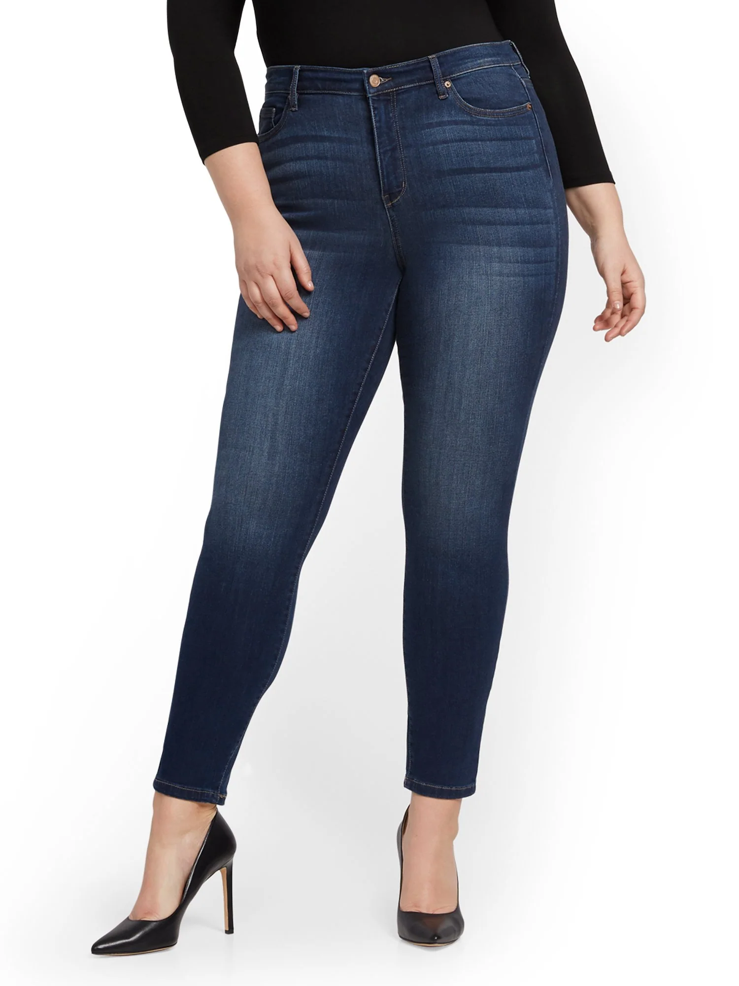 High-Waisted Super-Skinny Jeans - Blueberry - Image 13
