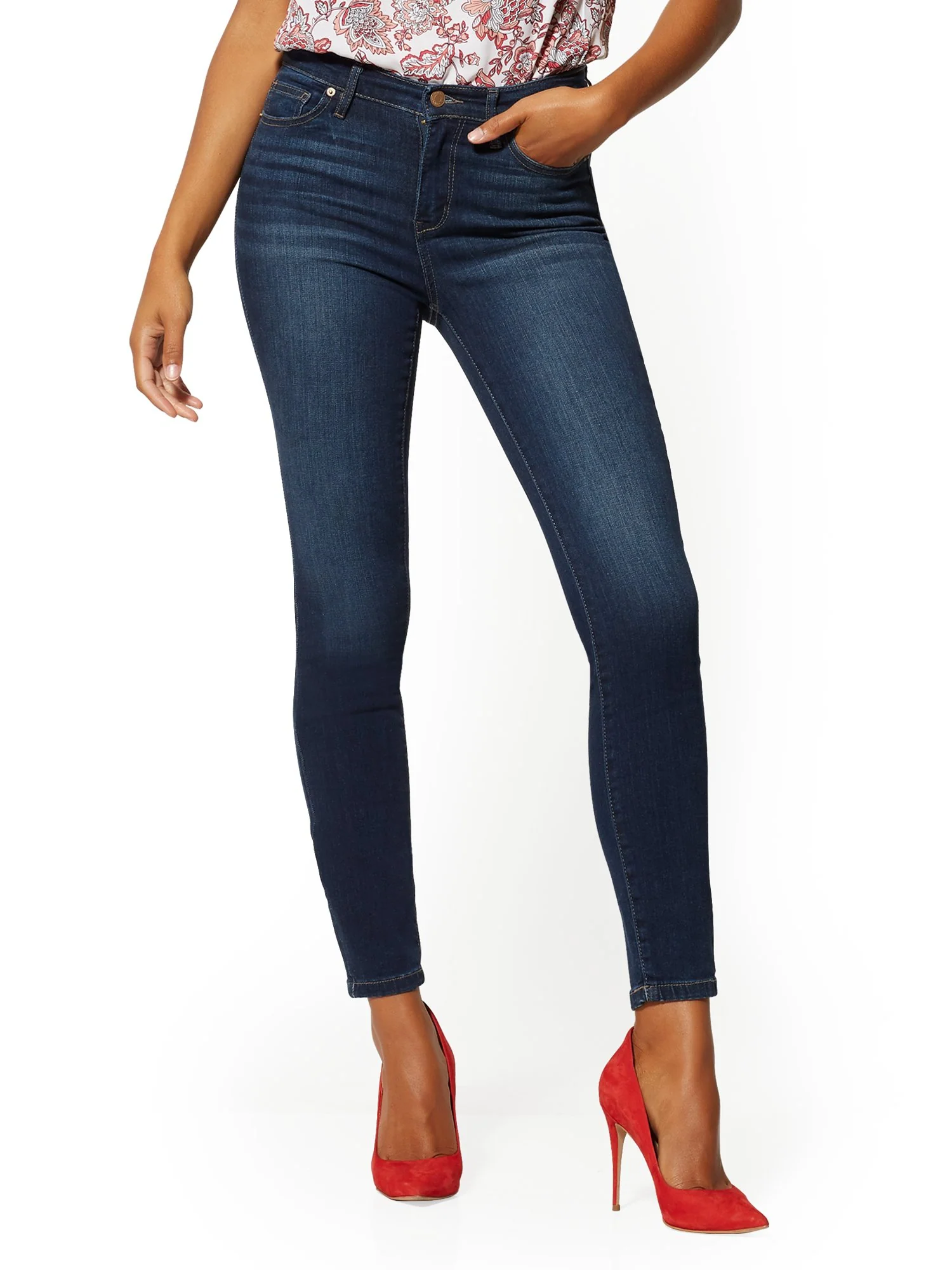 High-Waisted Super-Skinny Jeans - Blueberry - Image 3