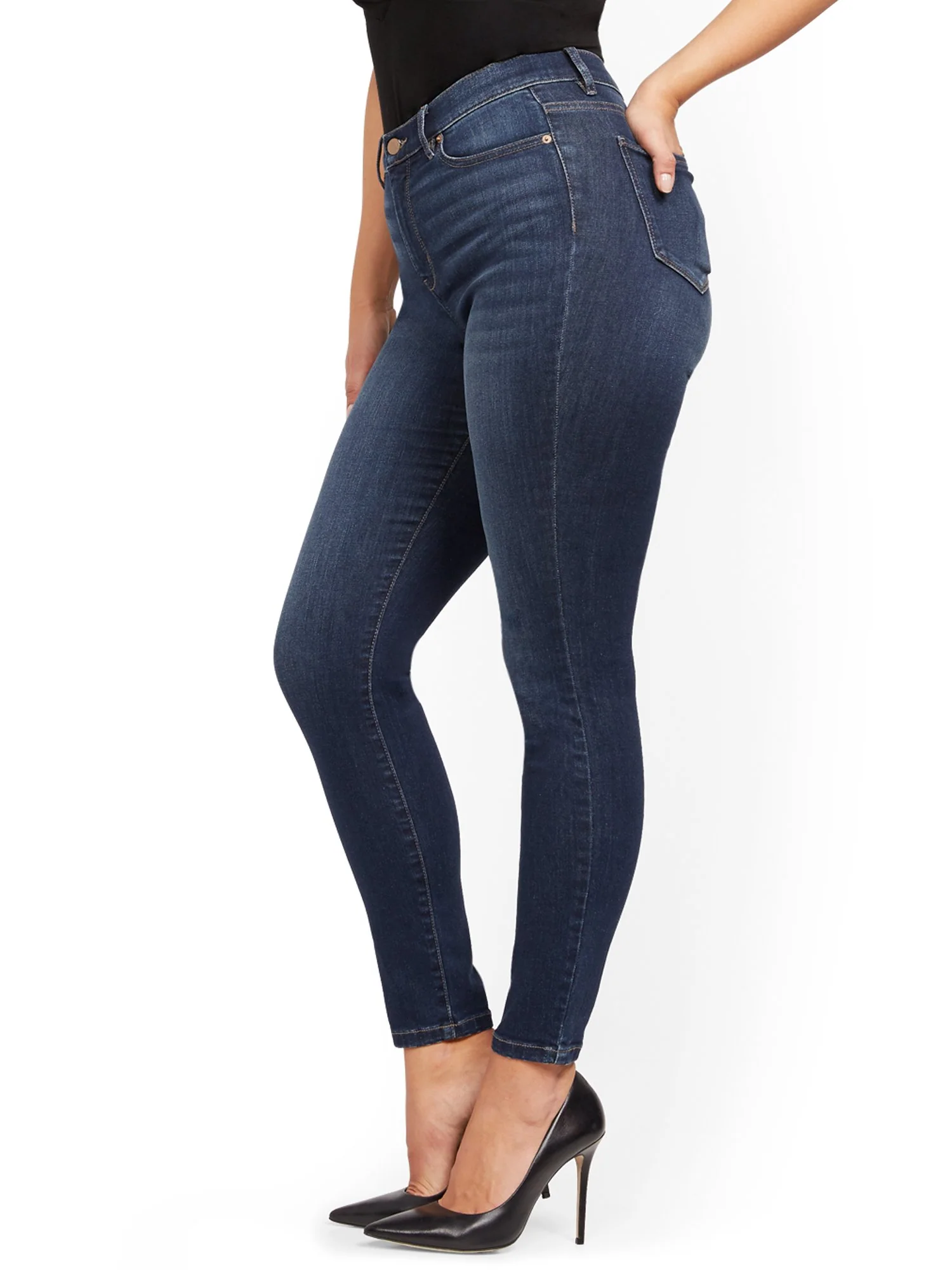 High-Waisted Super-Skinny Jeans - Blueberry - Image 7