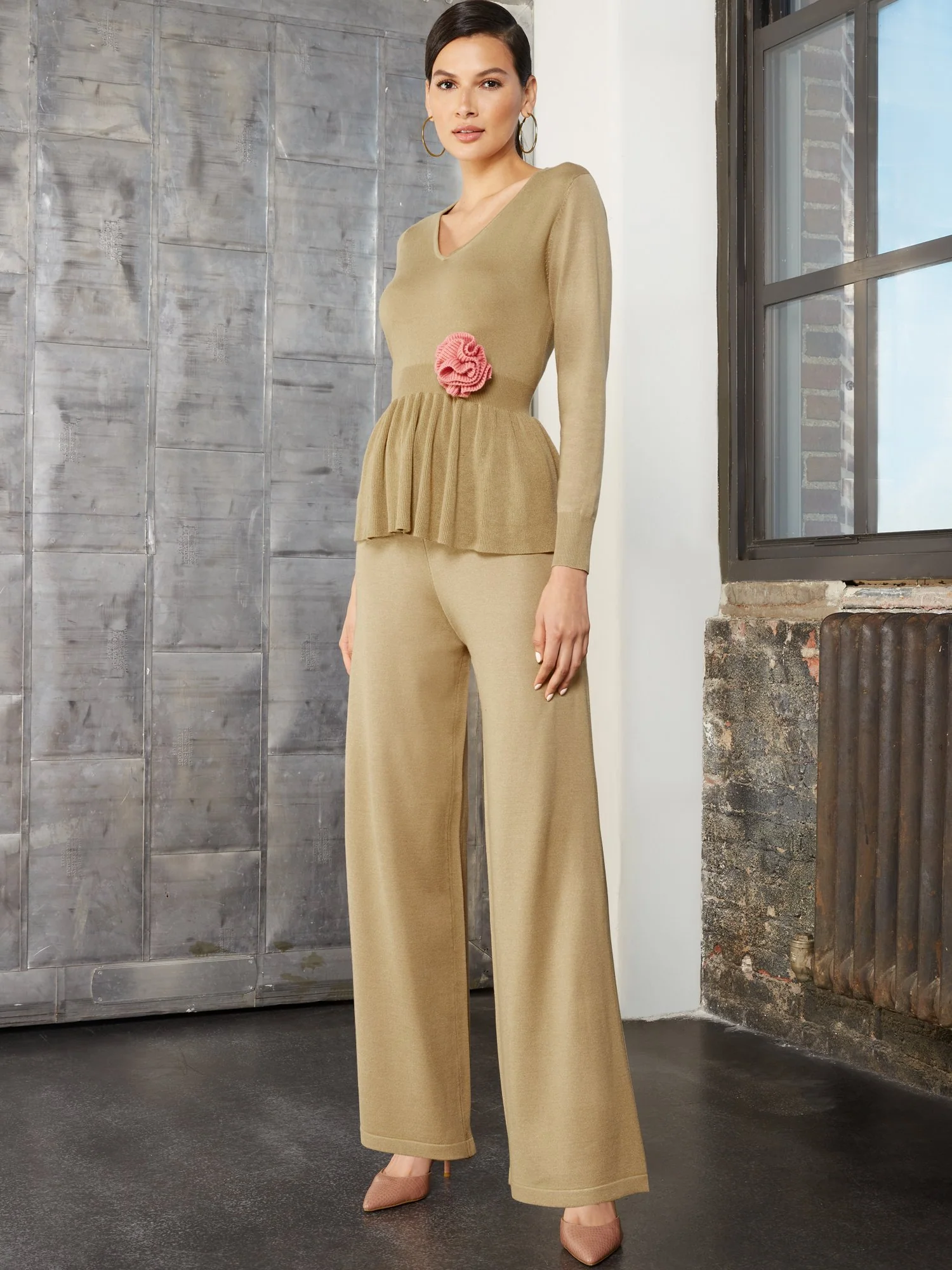 High-Waisted Sweater Palazzo Pant - Image 12
