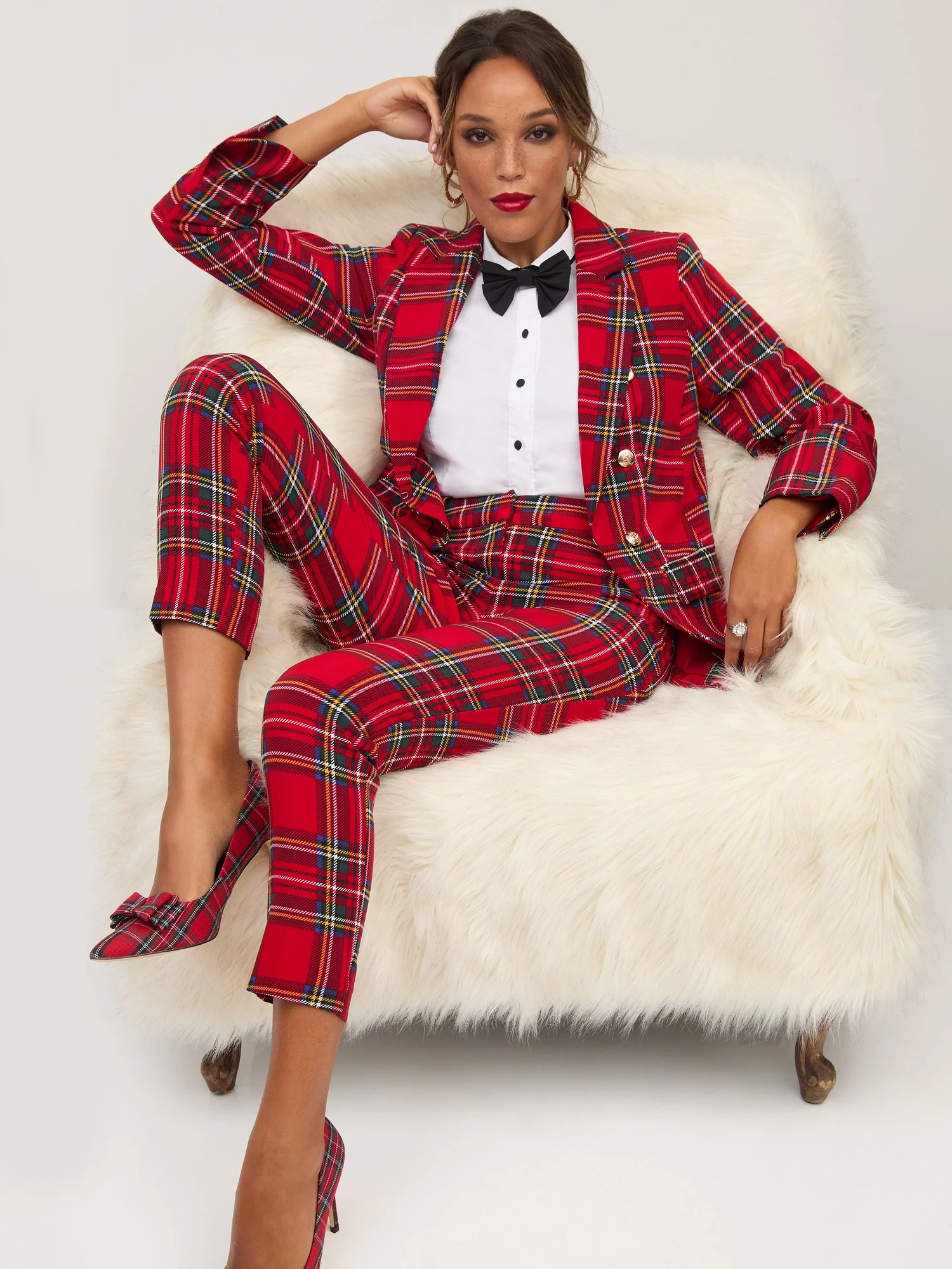 High-Waisted Tartan Slim-Leg Ankle Pant - Image 2