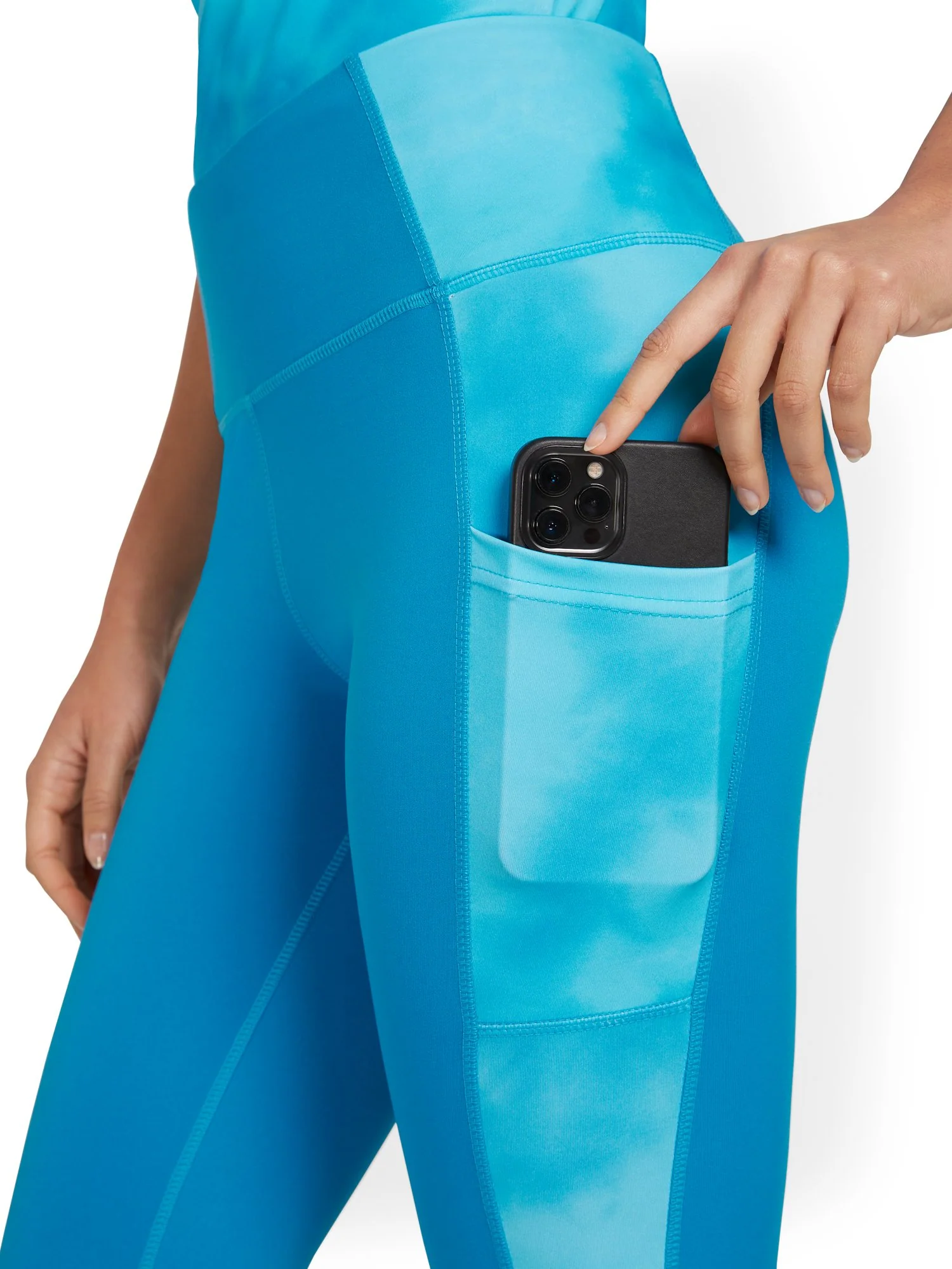High-Waisted Tie-Dye Stripe Pocket Capri Legging - Image 4