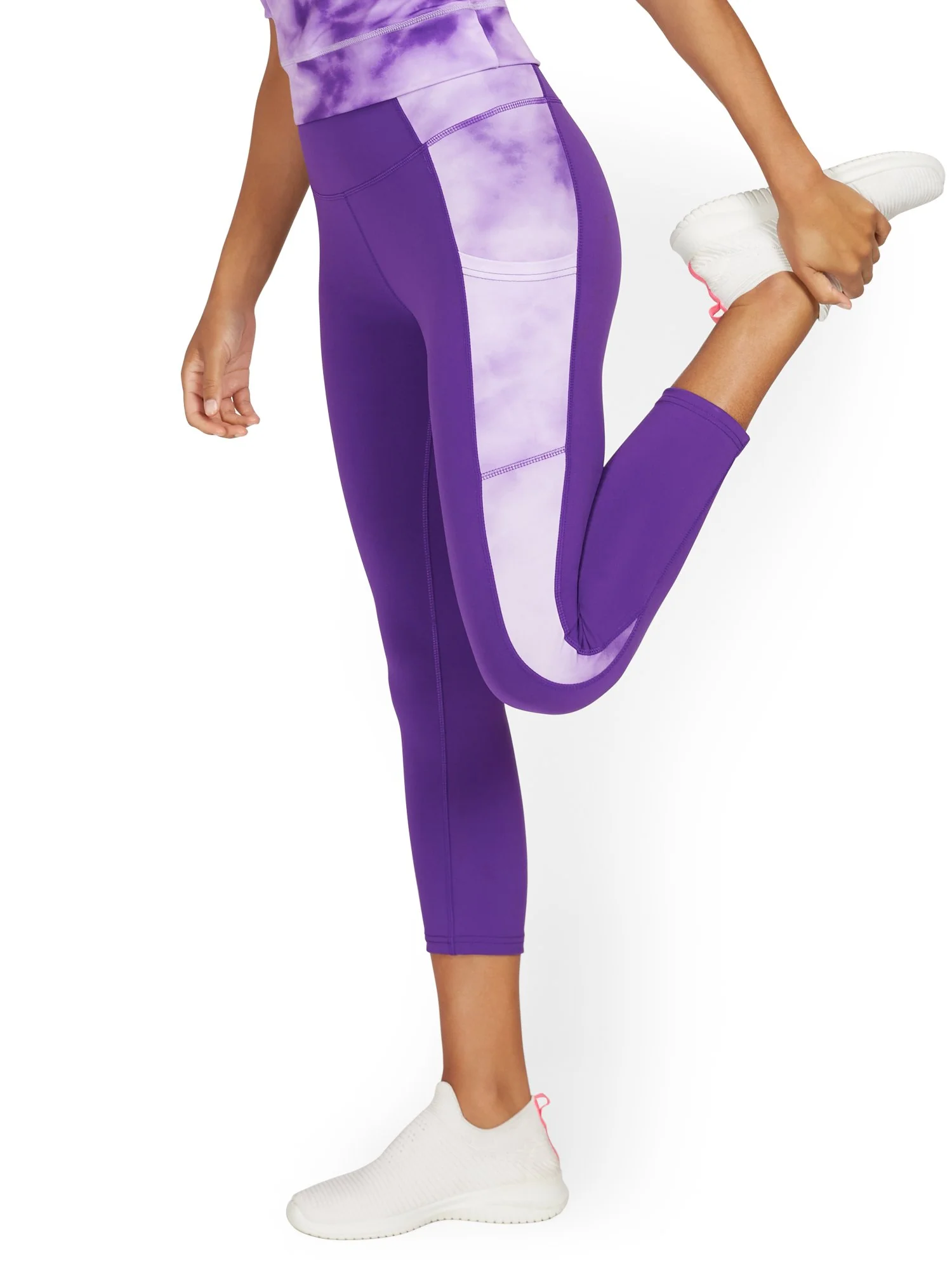 High-Waisted Tie-Dye Stripe Pocket Capri Legging - Image 7