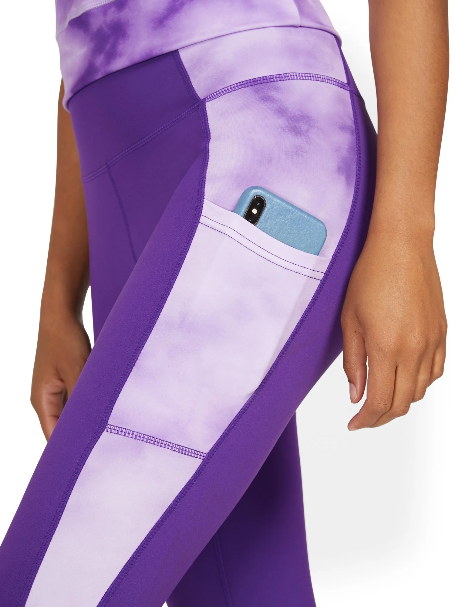 High-Waisted Tie-Dye Stripe Pocket Capri Legging - Image 9