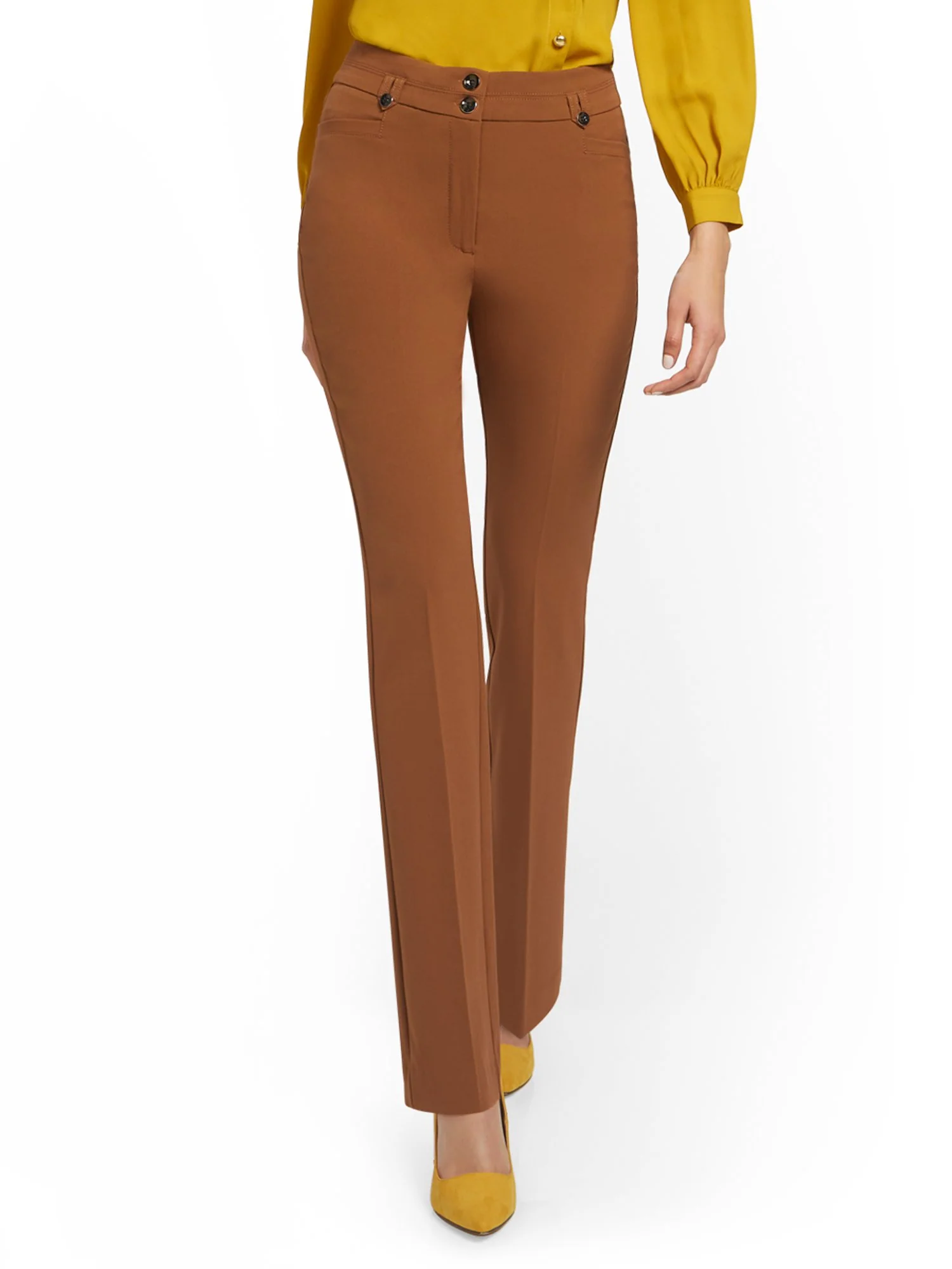 High-Waisted Two-Button Straight-Leg Pant - Essential Stretch - 7th Avenue - Image 6