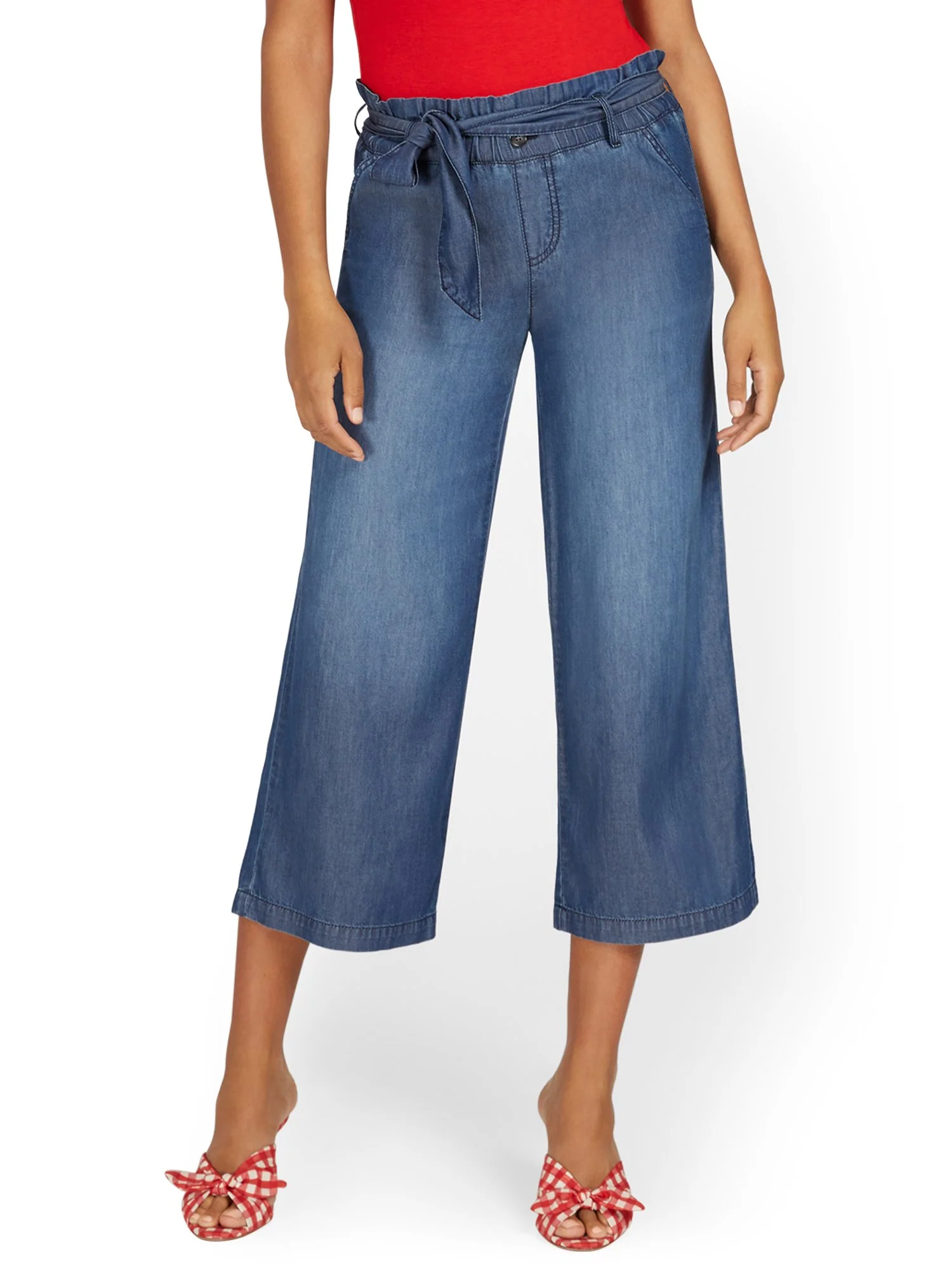 High-Waisted Wide-Leg Capri Jeans - Image 2