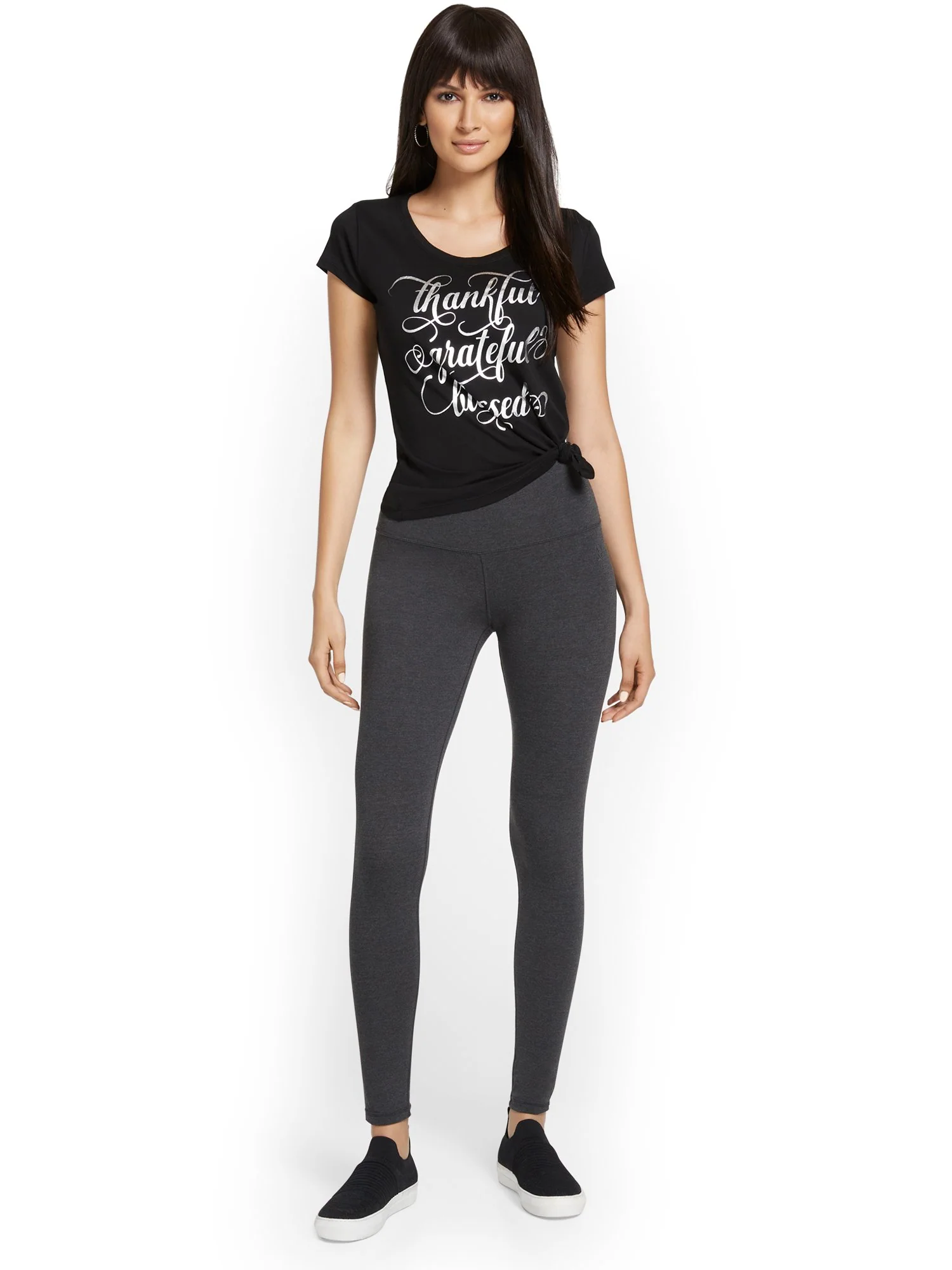 High-Waisted Yoga Legging - Heather Grey - Image 4