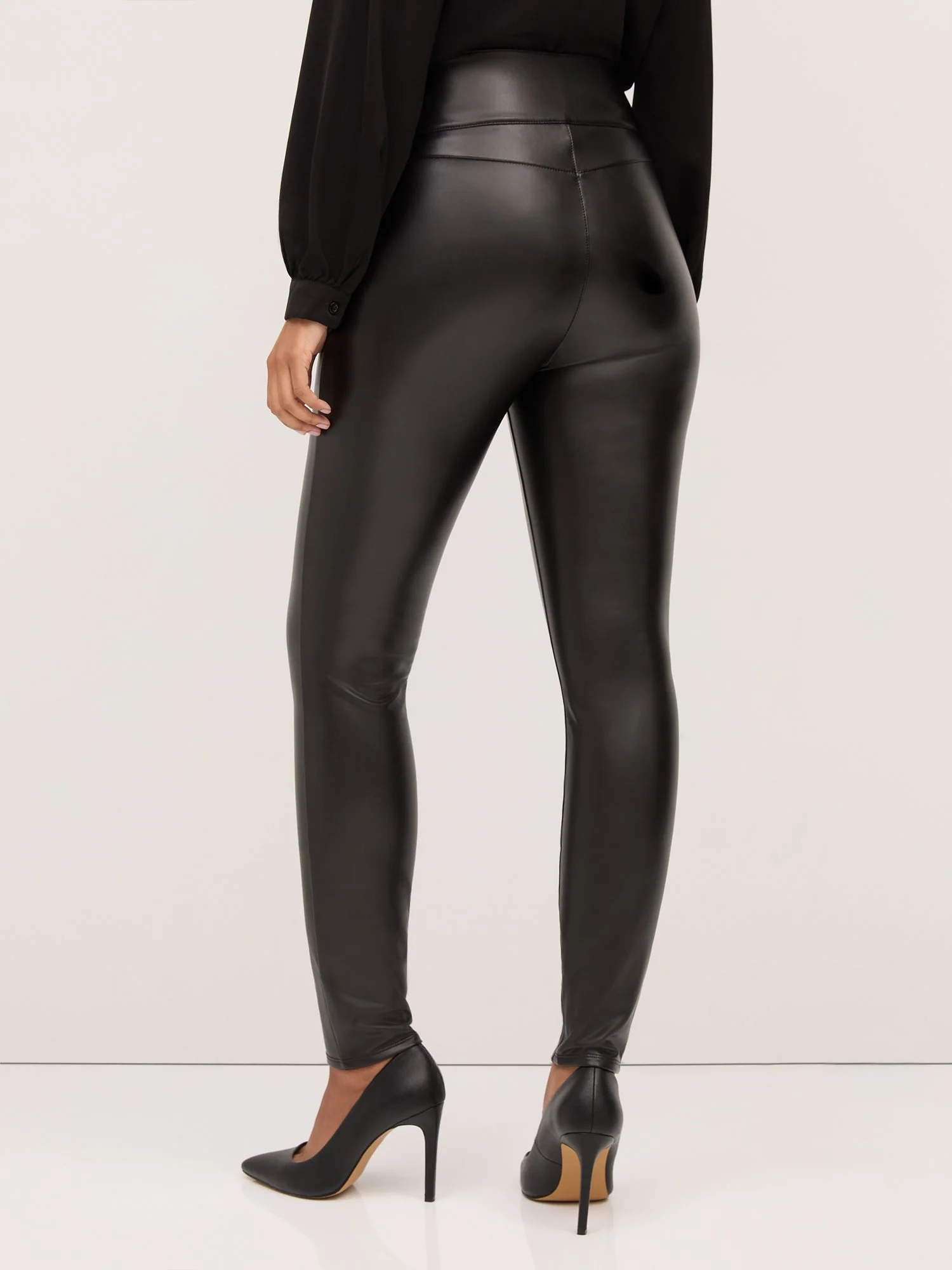 High-Waisted Zip-Front Faux-Leather Legging - Image 3