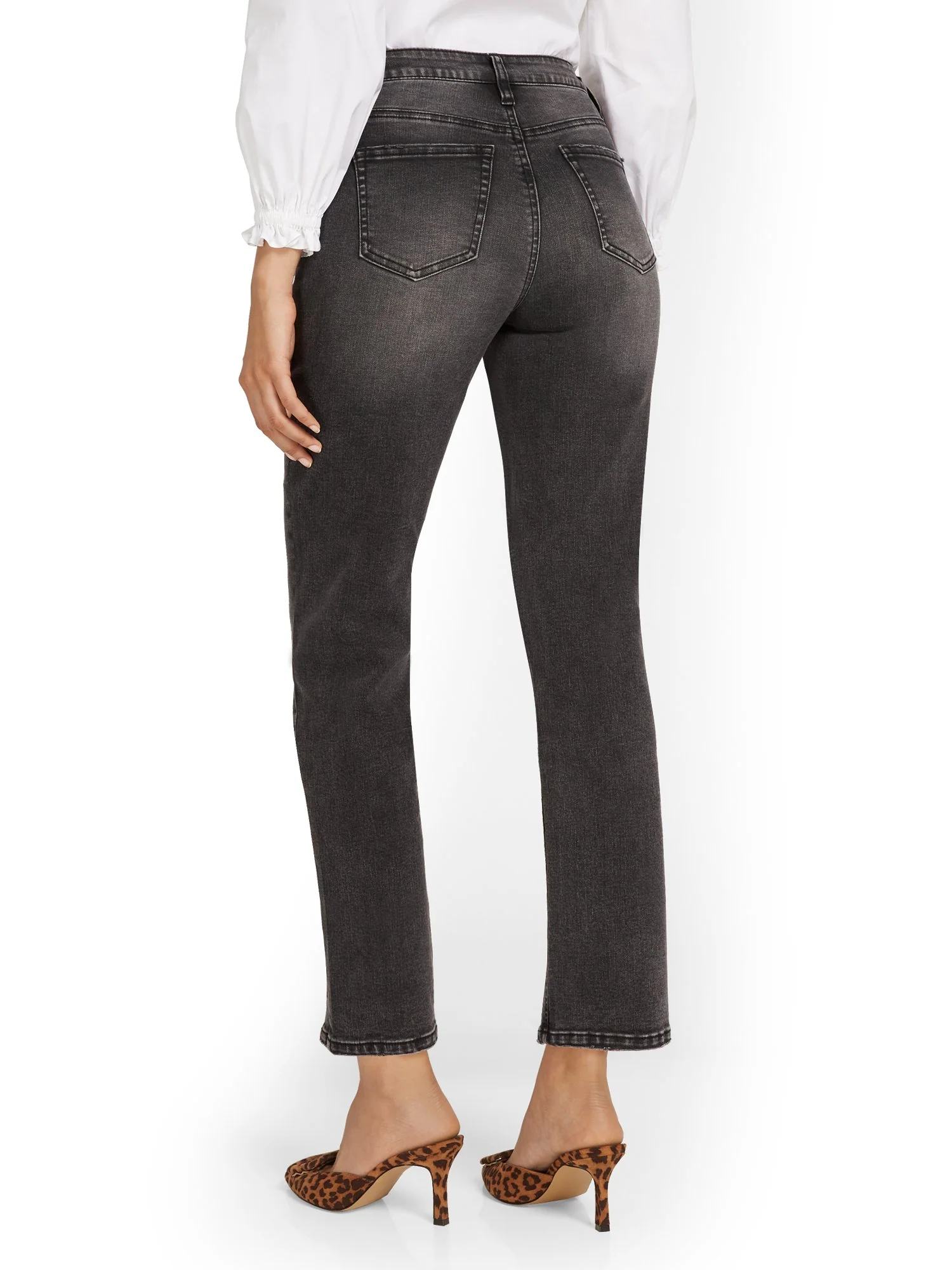 High-Waisted Zip Slit Flare Jeans - Image 3