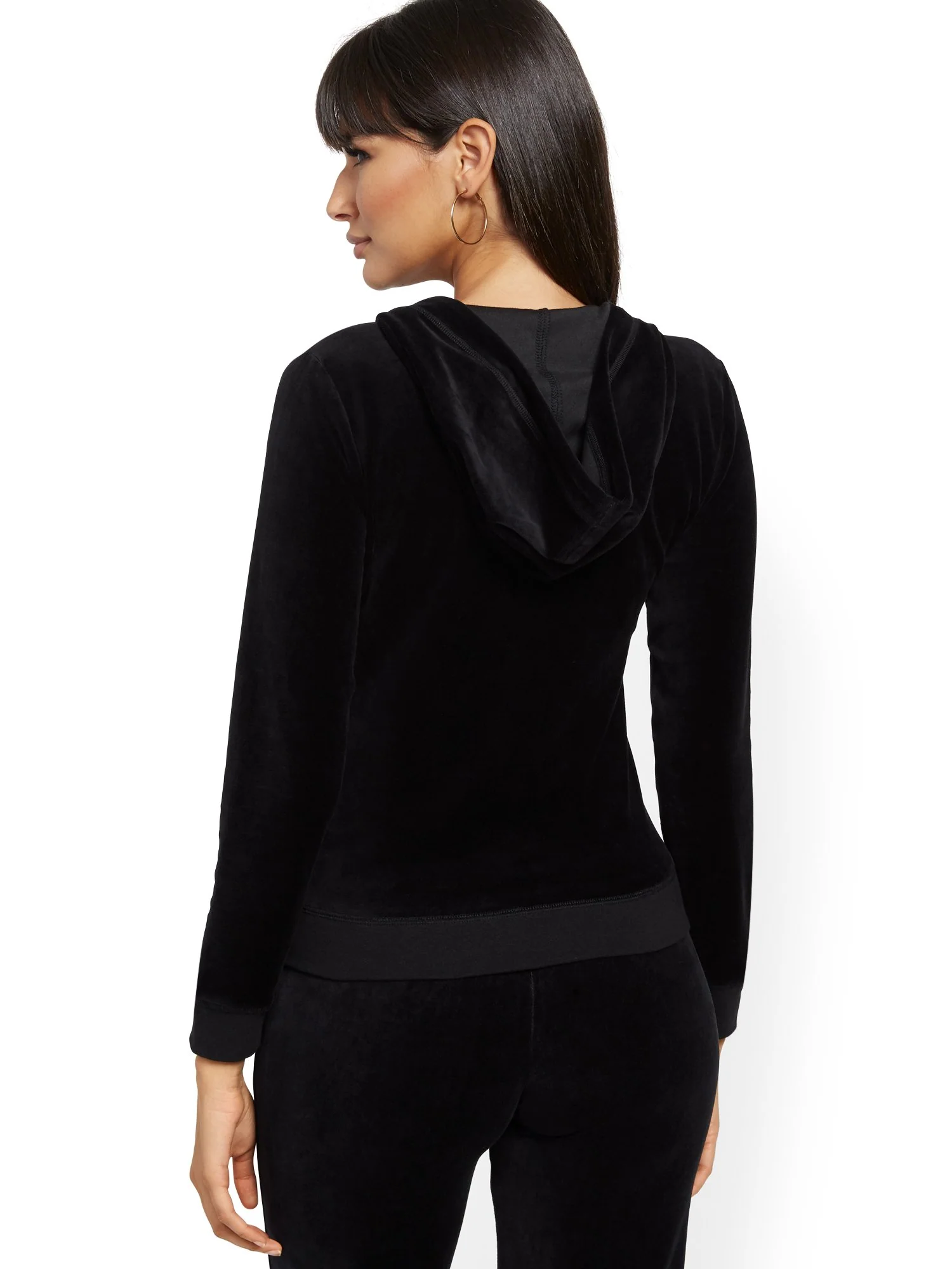 Hooded Velour Zip-Front Jacket - Image 3