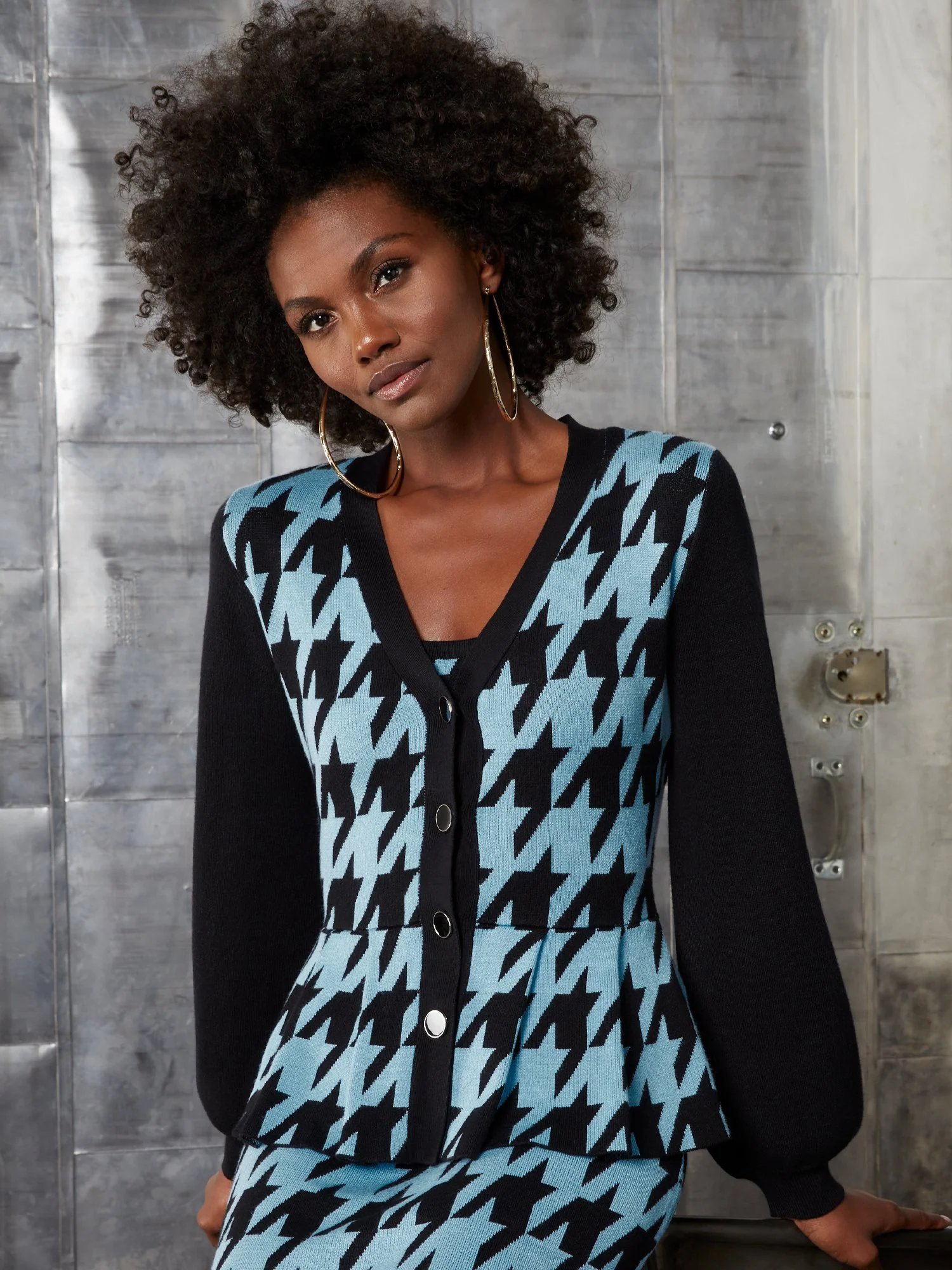 Houndstooth Button-Front Cardigan - Image 2