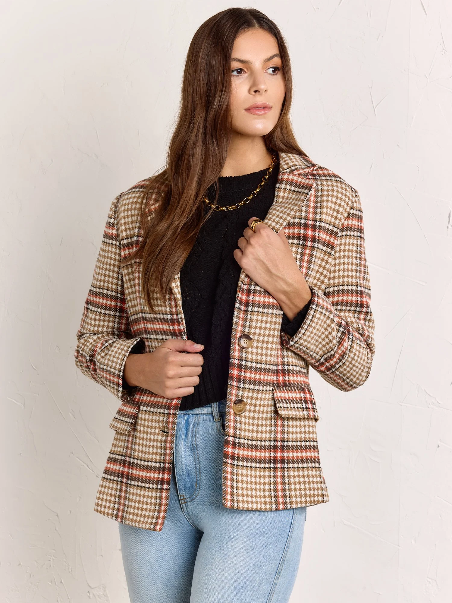 Lumiere Houndstooth Check Two Button Blazer - Brands We Love - Image 2