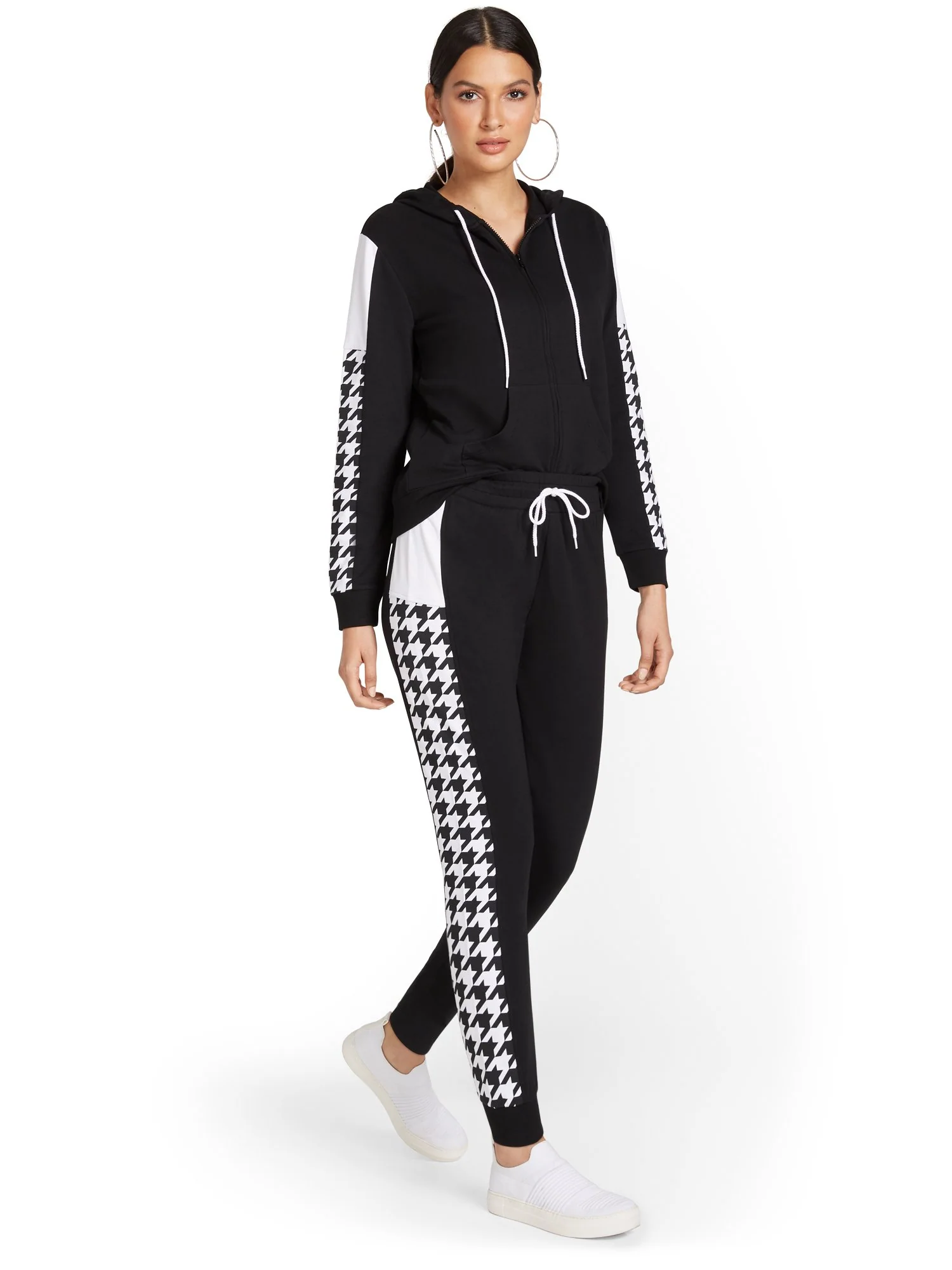 Houndstooth Colorblock French Terry Jogger Pant - Image 3