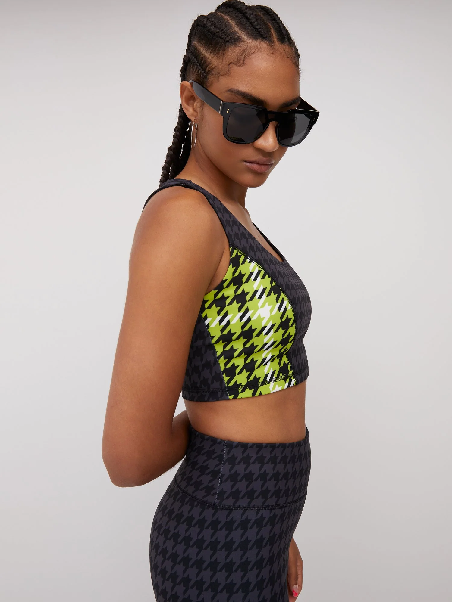 Houndstooth Colorblock Sports Bra