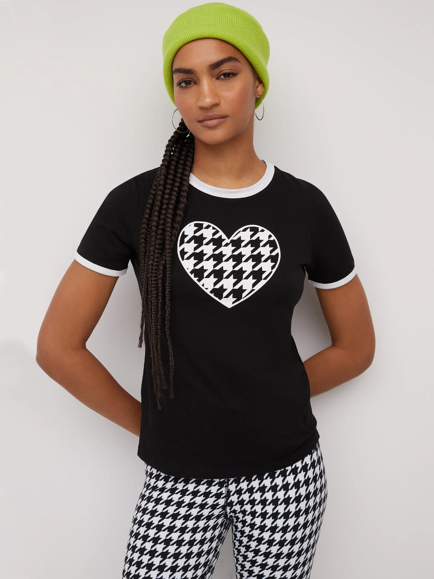 Houndstooth Heart Graphic Tee - Image 4