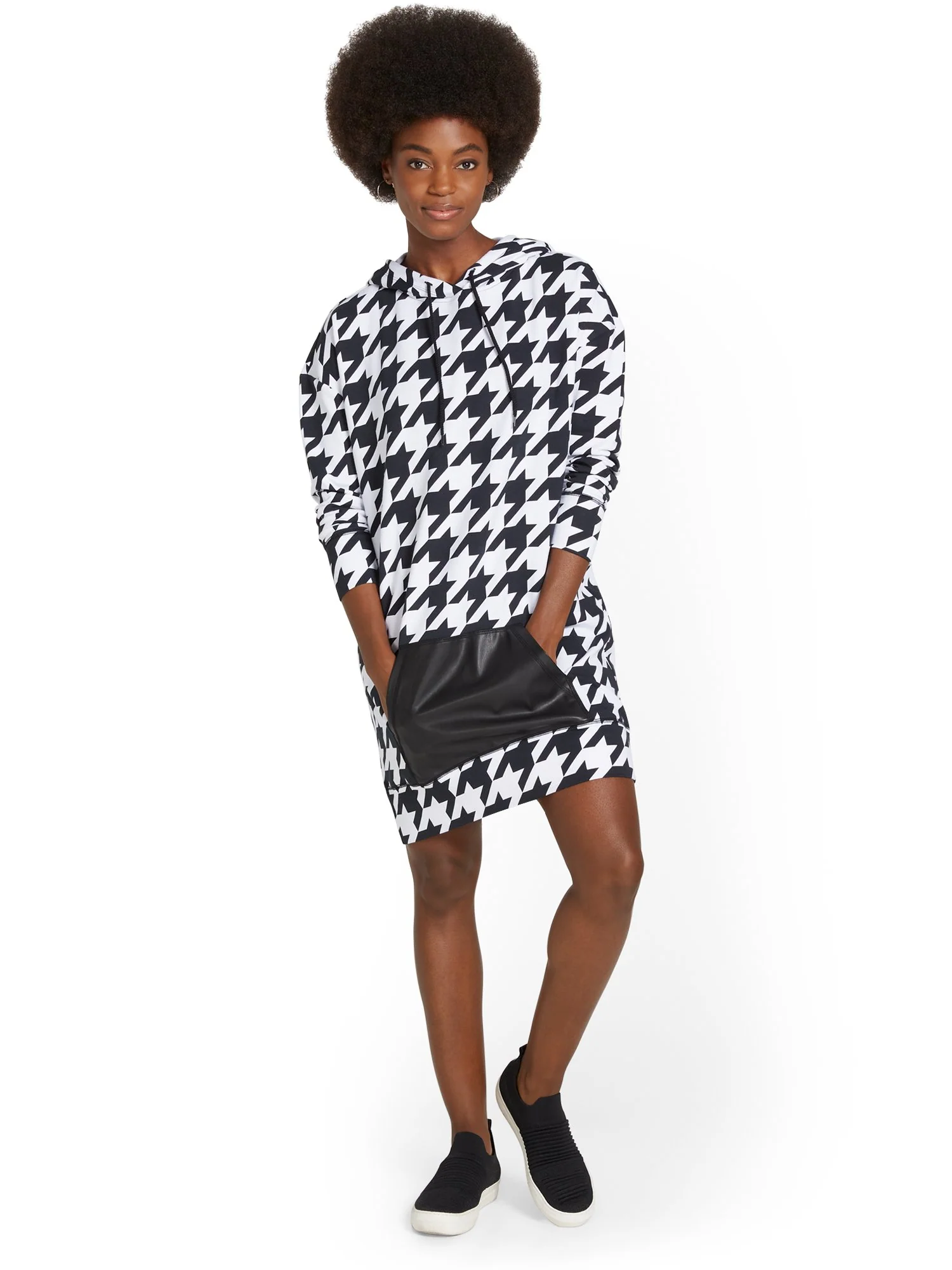 Houndstooth Hoodie Dress - Image 2