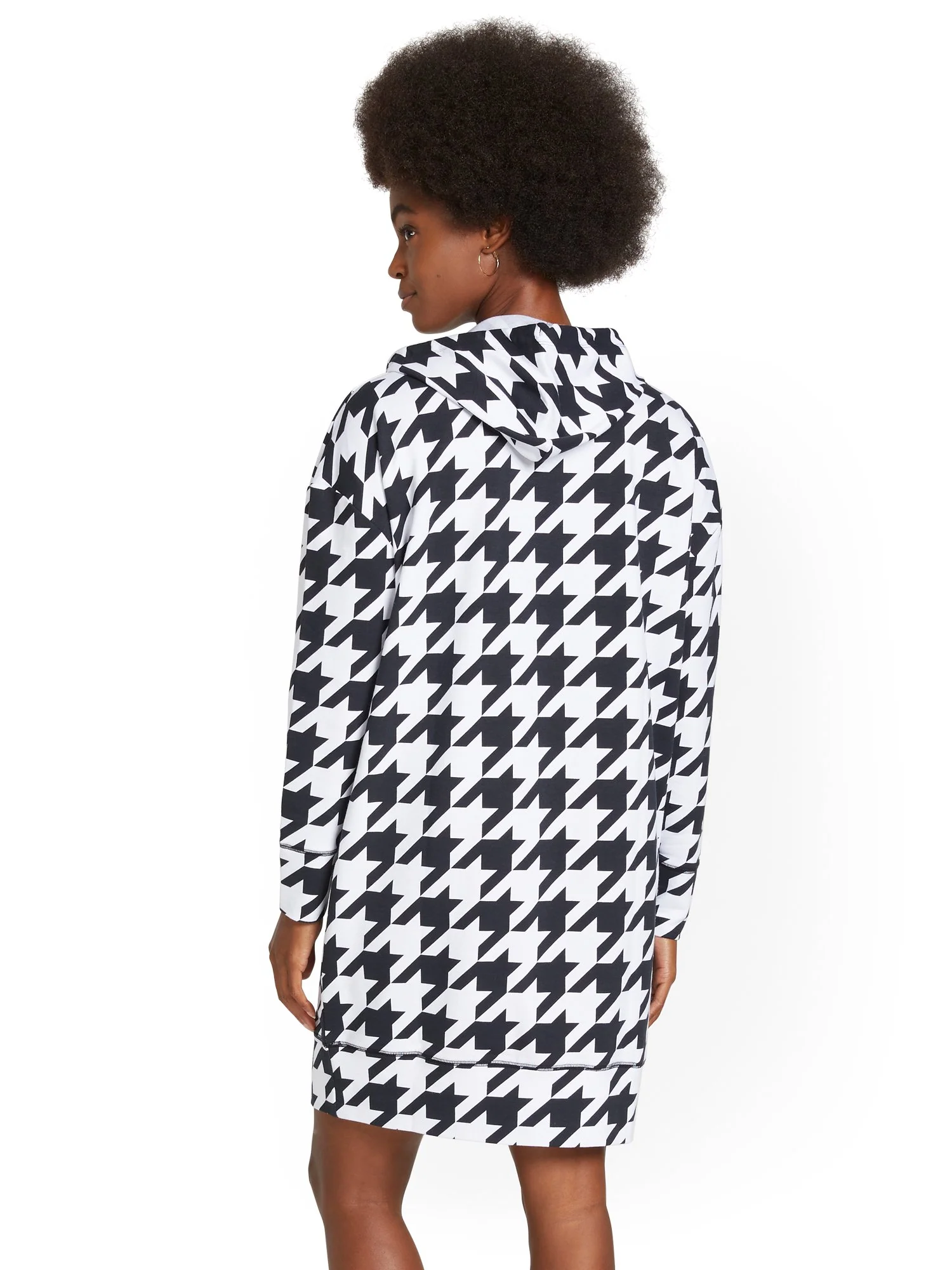 Houndstooth Hoodie Dress - Image 3
