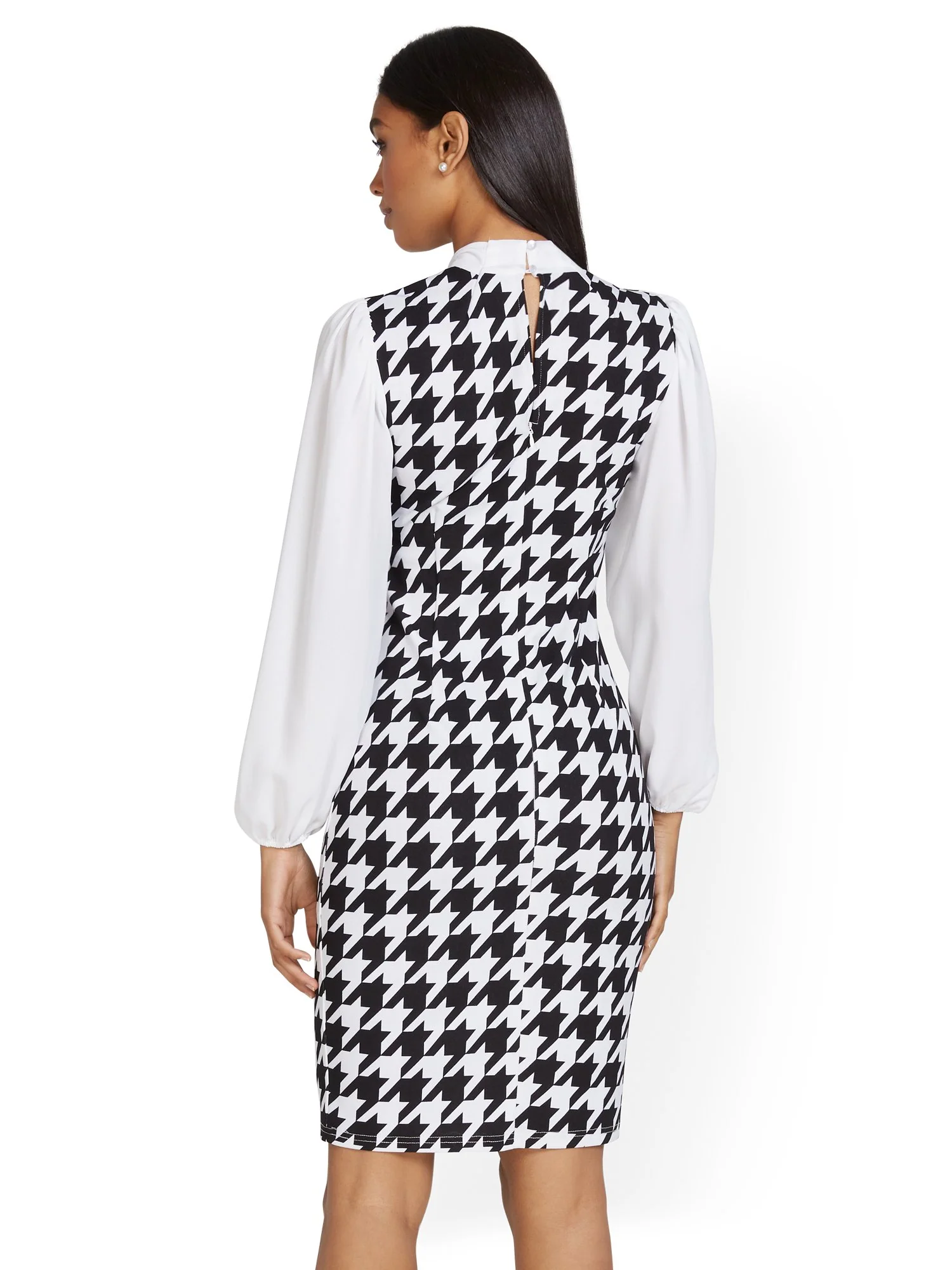Houndstooth Overlay Shift Dress - Image 3