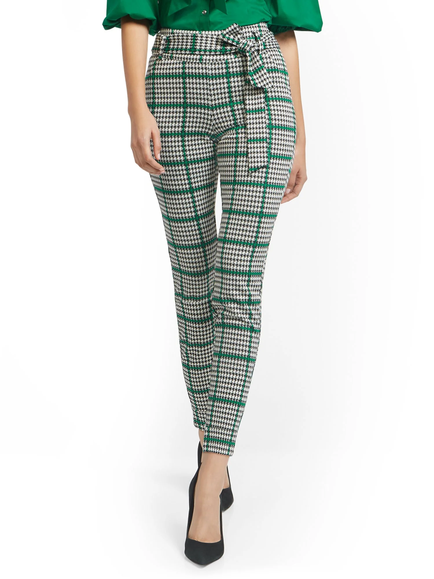 Houndstooth Pull-On Slim-Leg Pant - Superflex