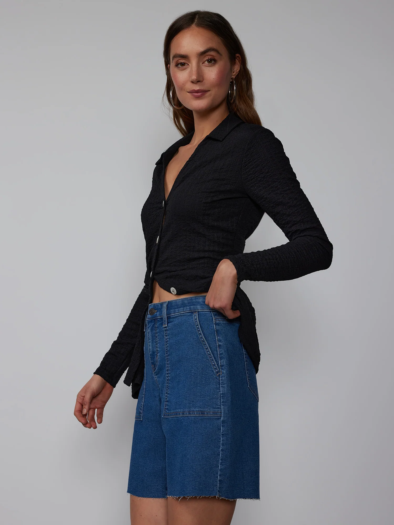 High Rise 9-Inch Raw Hem Shorts - Image 2