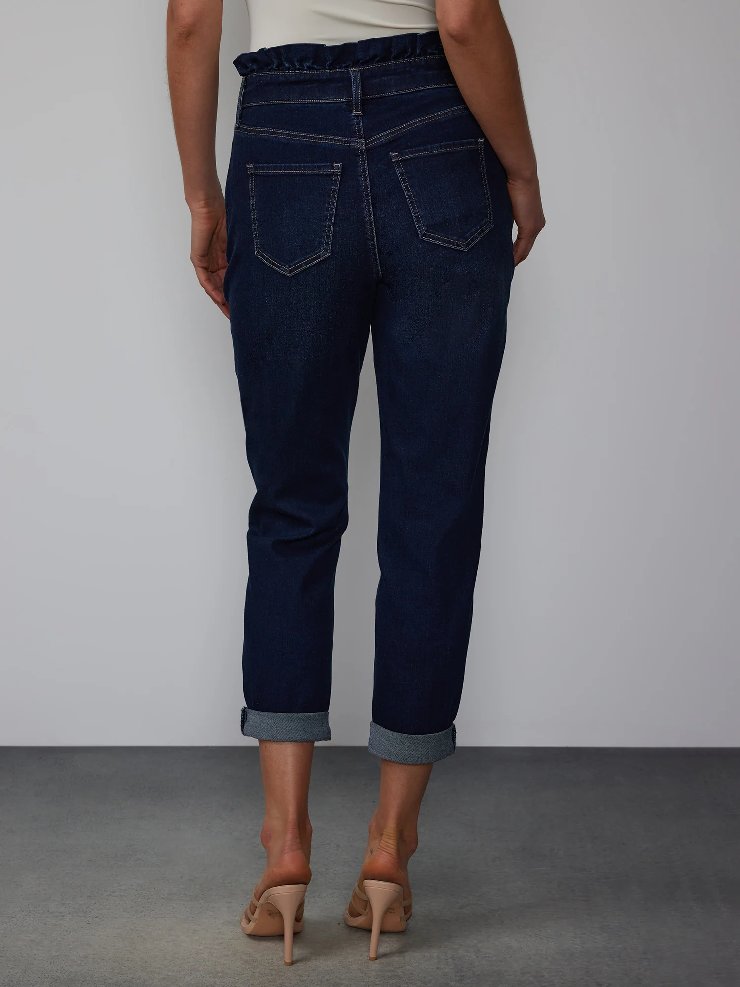 High Rise Paperbag Waist Boyfriend Jeans - Image 3