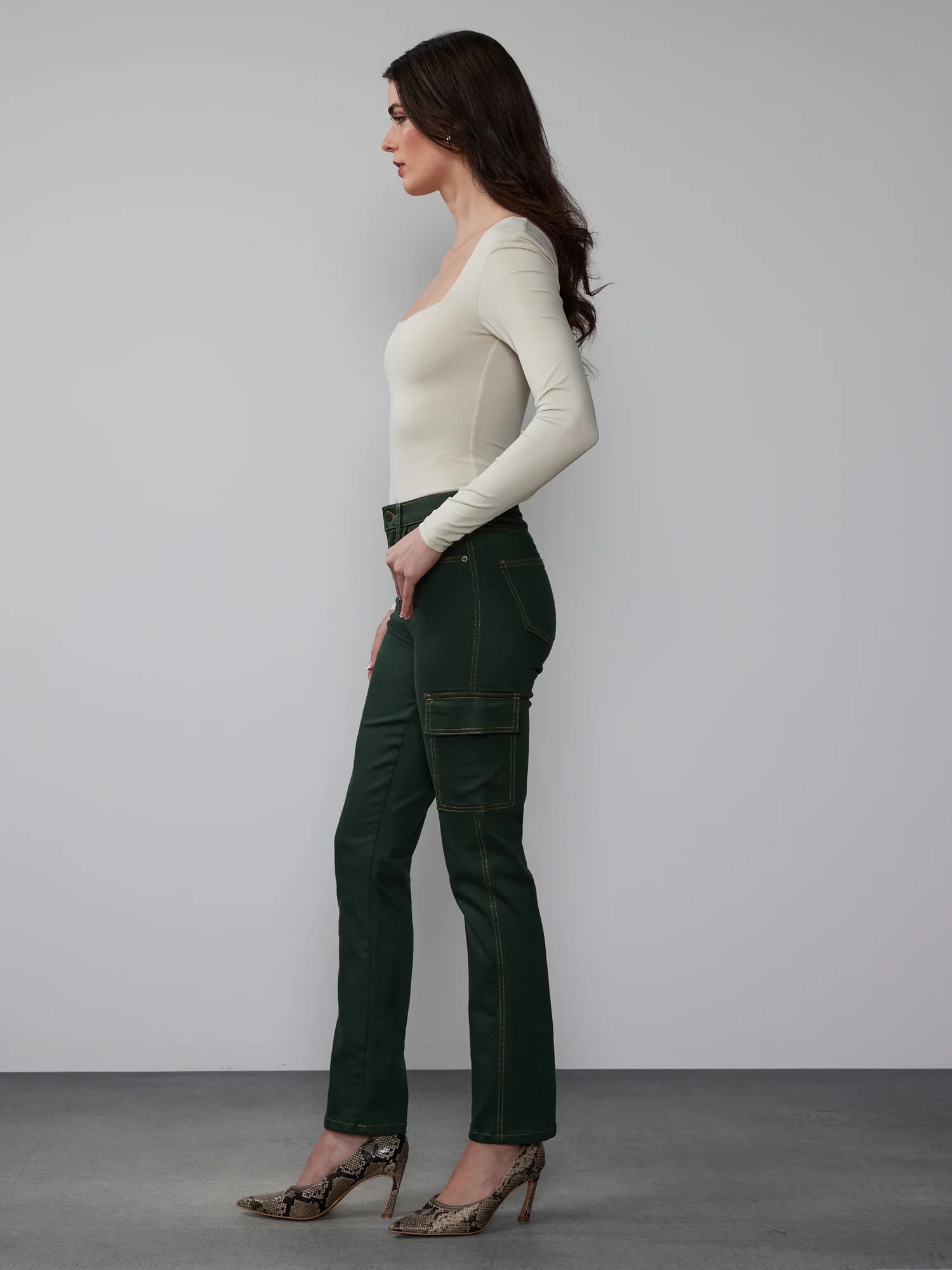 High Rise Cargo Straight Jeans - Image 2