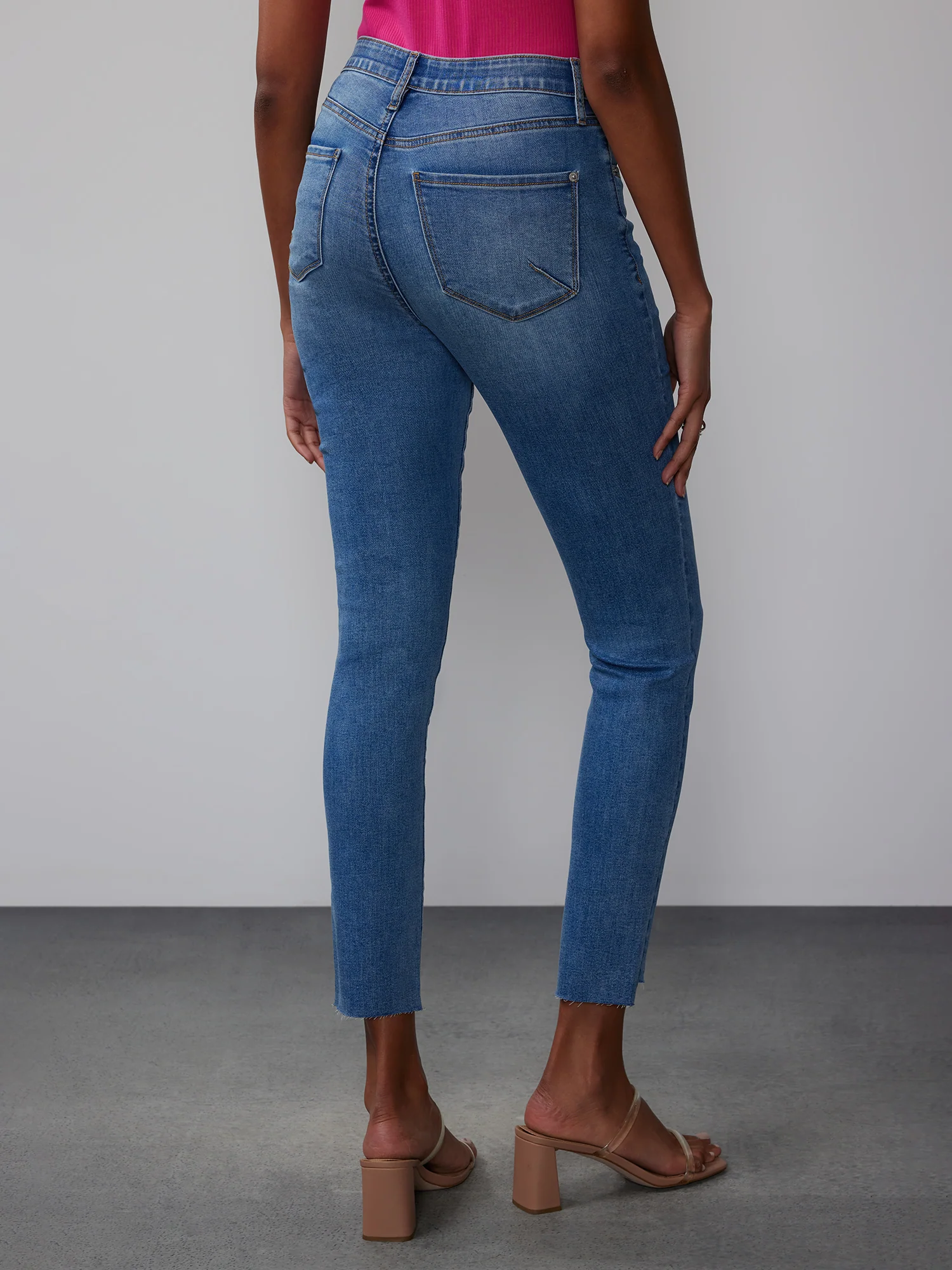 High Rise Curvy Step Hem Ankle Skinny Jeans - Image 3