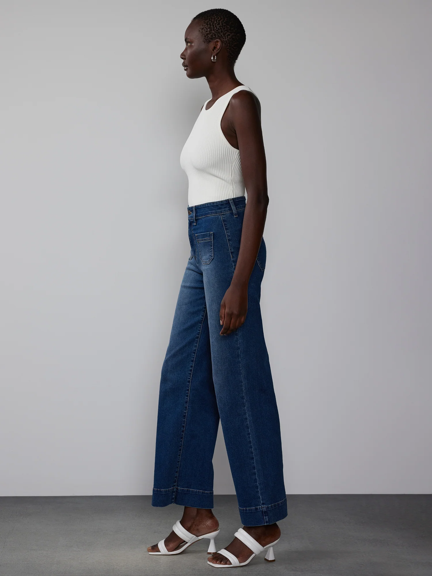 High Rise Wide Leg Sailor Ankle Jeans - Image 2