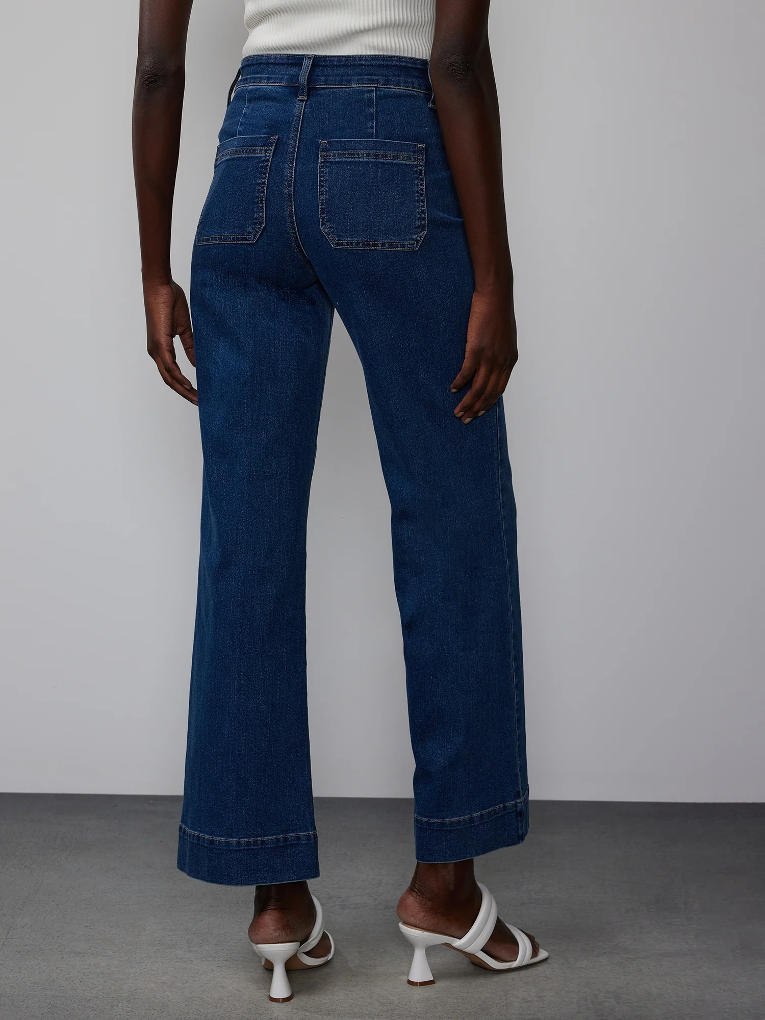 High Rise Wide Leg Sailor Ankle Jeans - Image 3