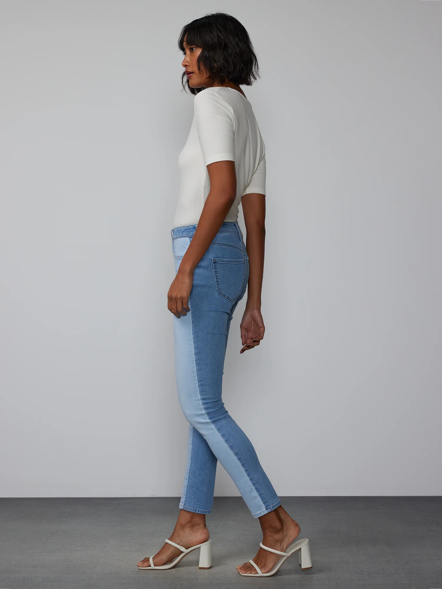High Rise Two-Tone Skinny Jeans - Image 2
