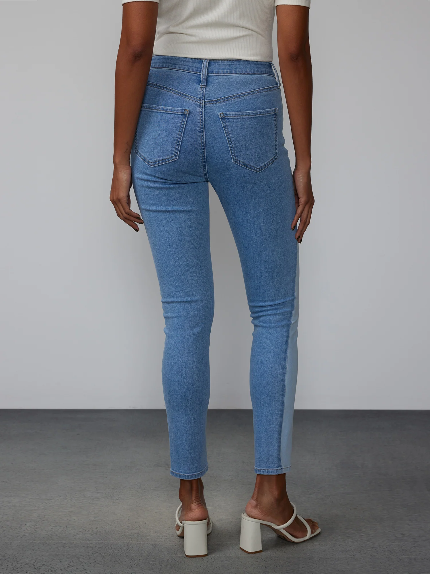 High Rise Two-Tone Skinny Jeans - Image 3