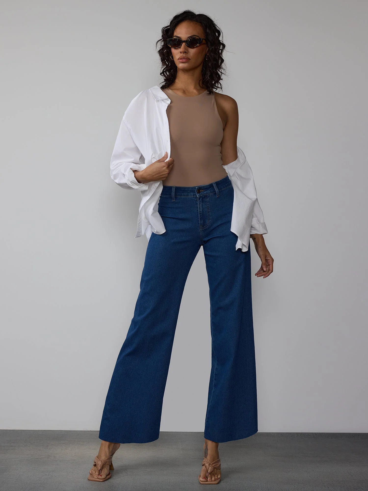 High Rise Wide Leg Seamless Petite Jeans