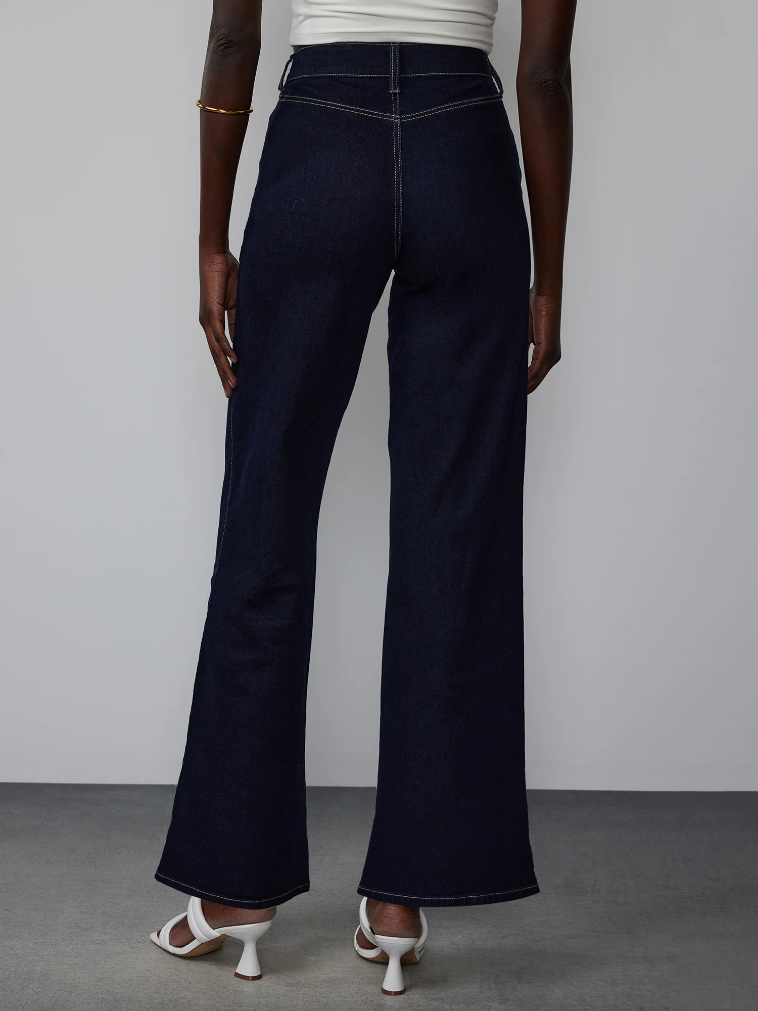 High Rise Wide Leg Contrast Stitch Jeans - Image 3