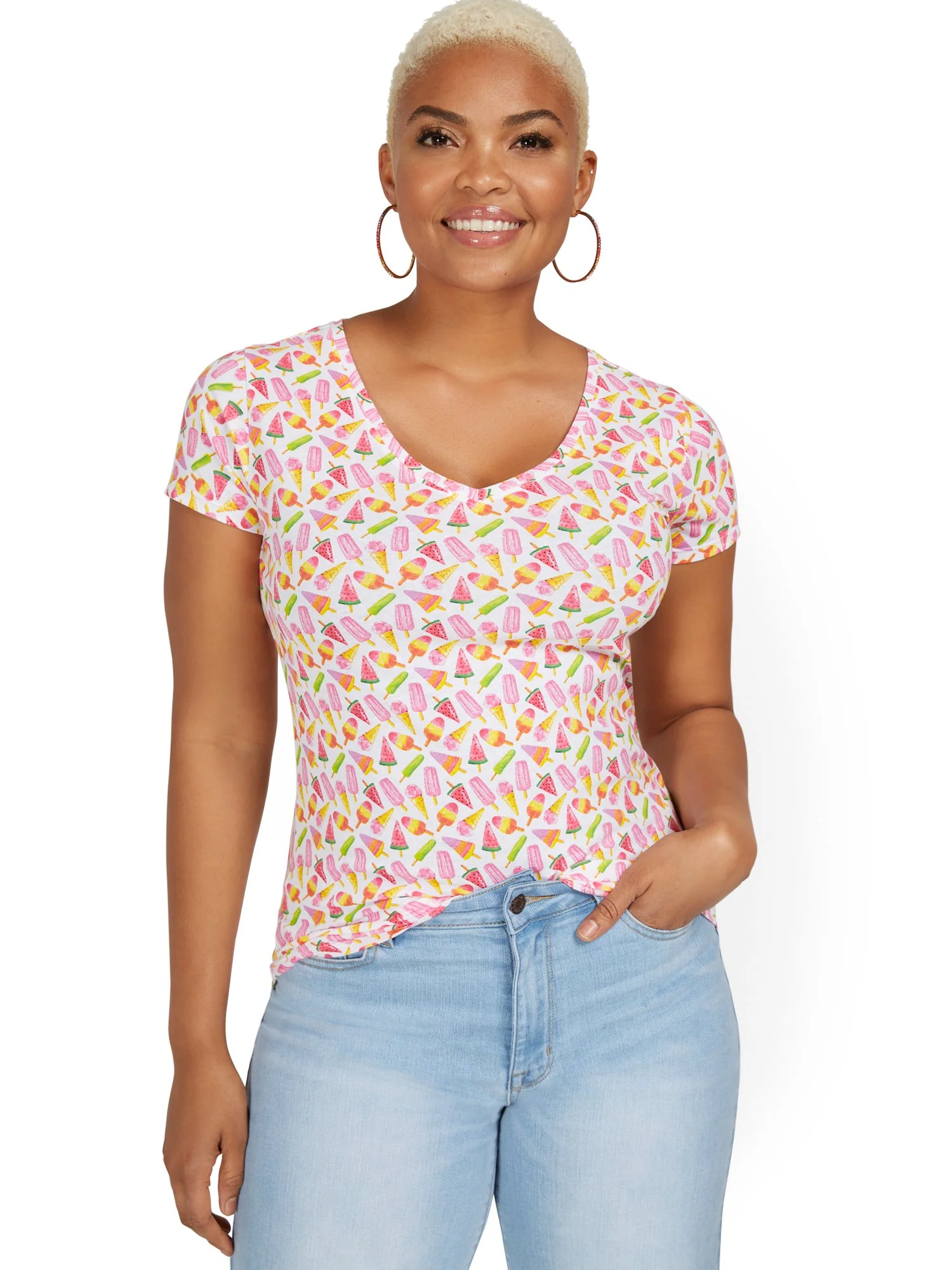 Ice Cream V-Neck Perfect Tee - Image 2