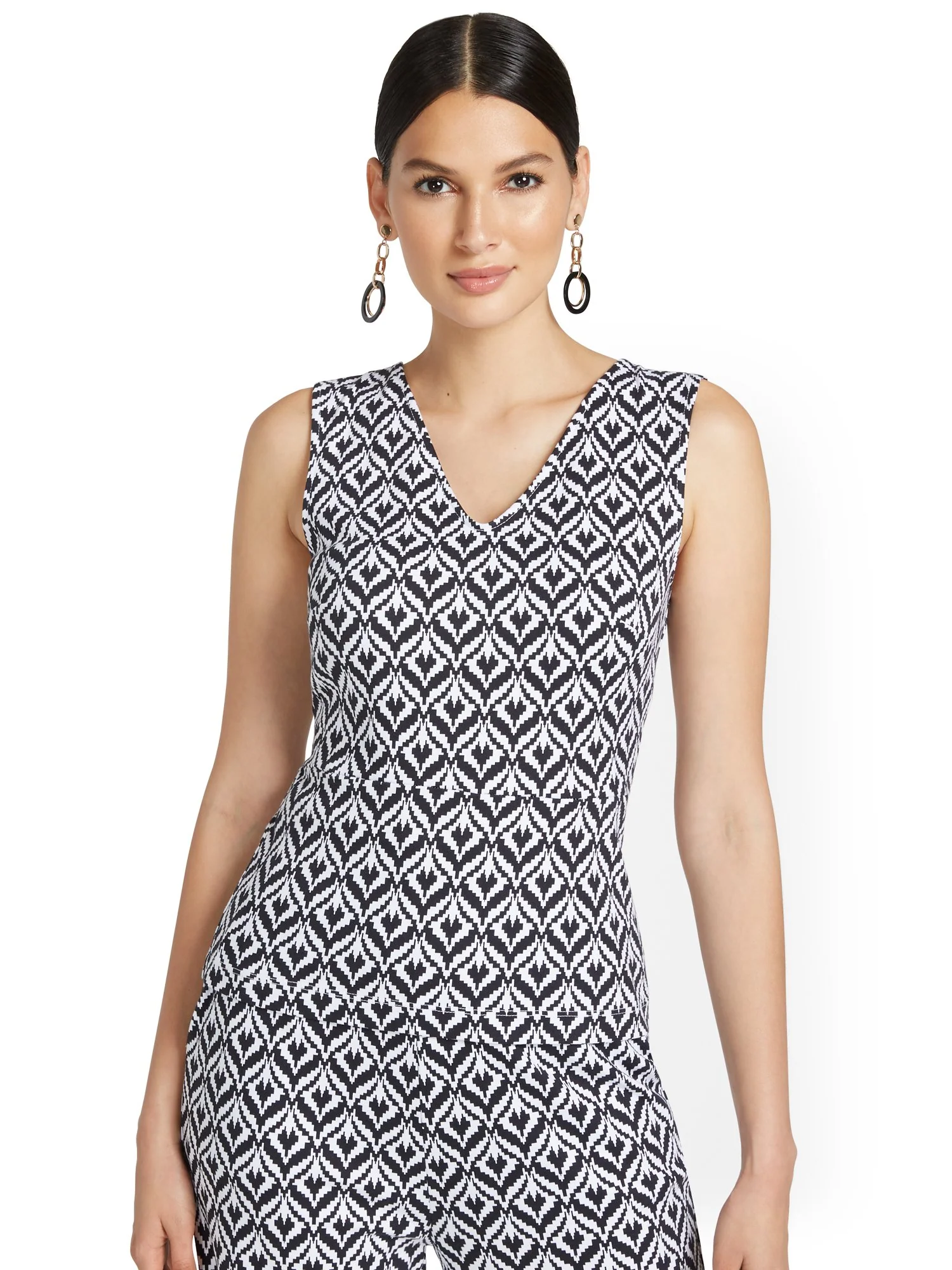 Ikat-Print Sleeveless Tie-Back Top - City Knits - Image 4
