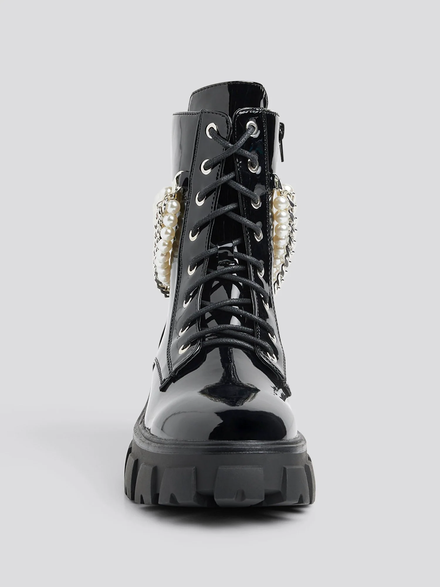 Jacki Pearl Chain Wide Width Combat Boots - Image 4