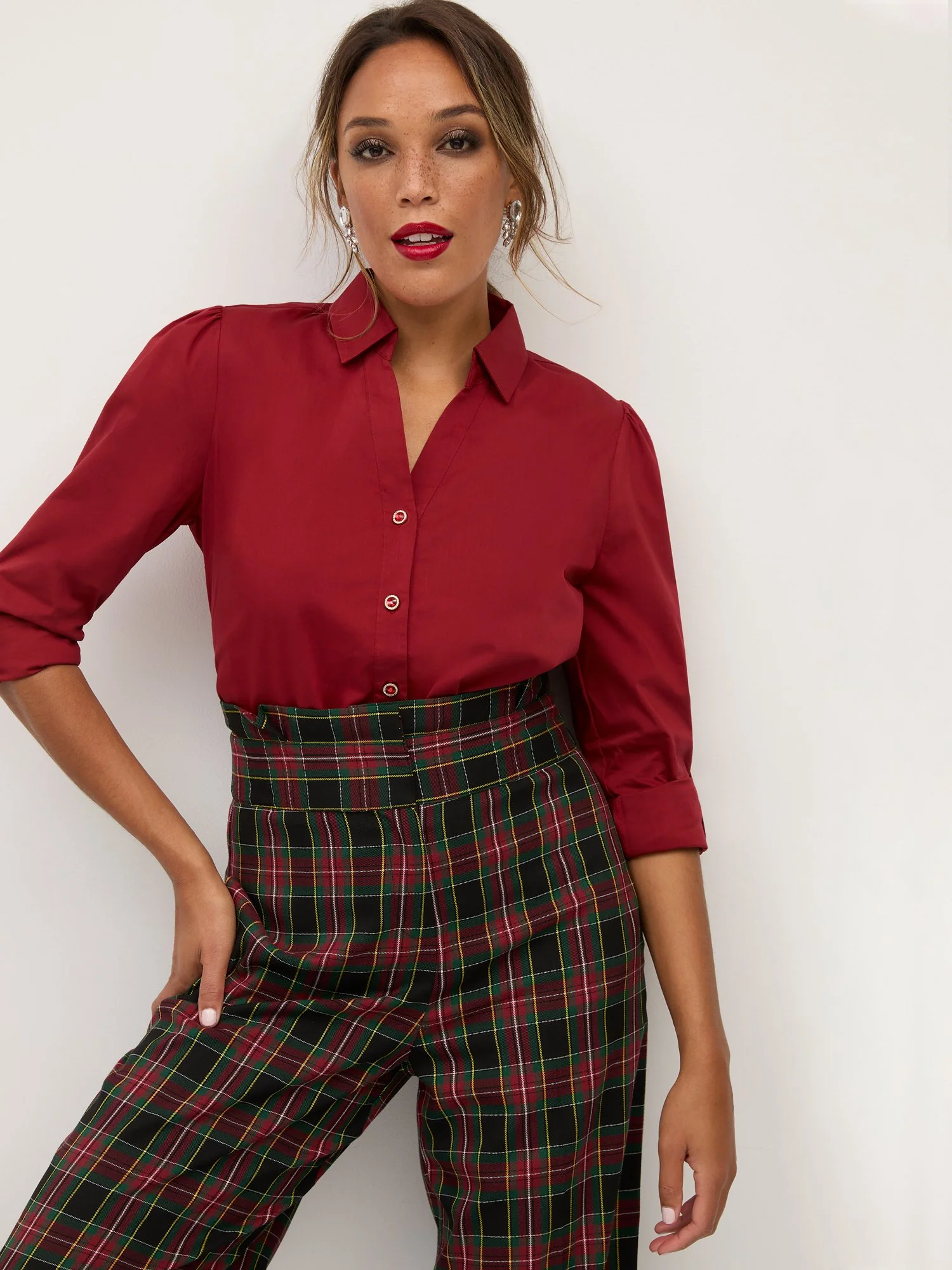 Jewel Puff-Sleeve Button-Front - NY&C Madison Shirt® - Image 11