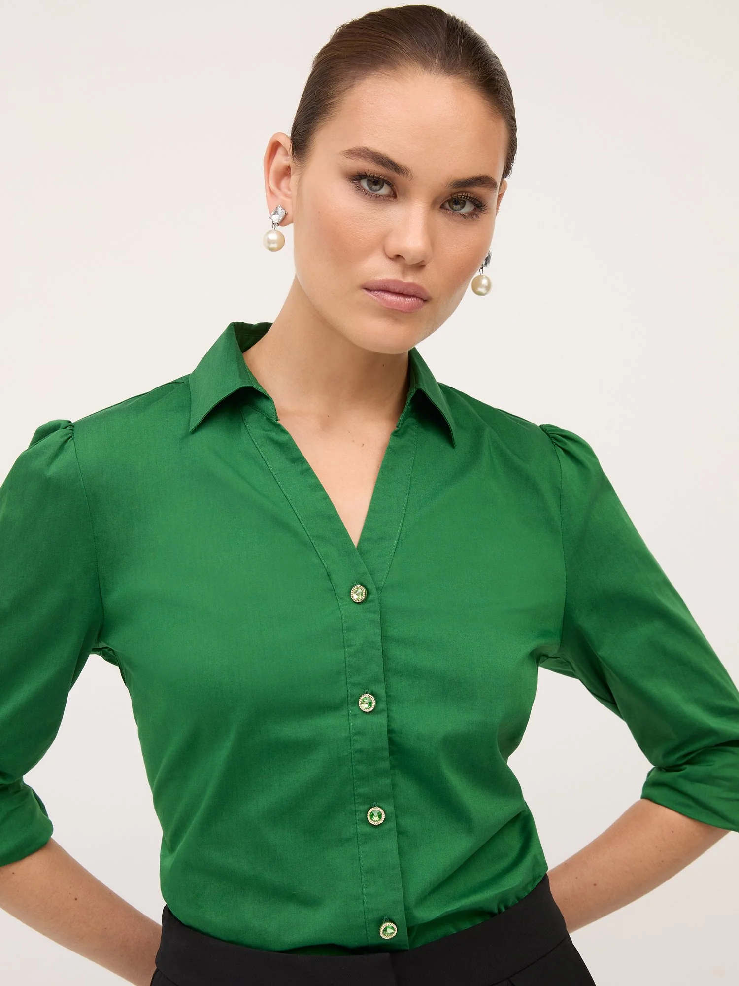 Jewel Puff-Sleeve Button-Front - NY&C Madison Shirt® - Image 15