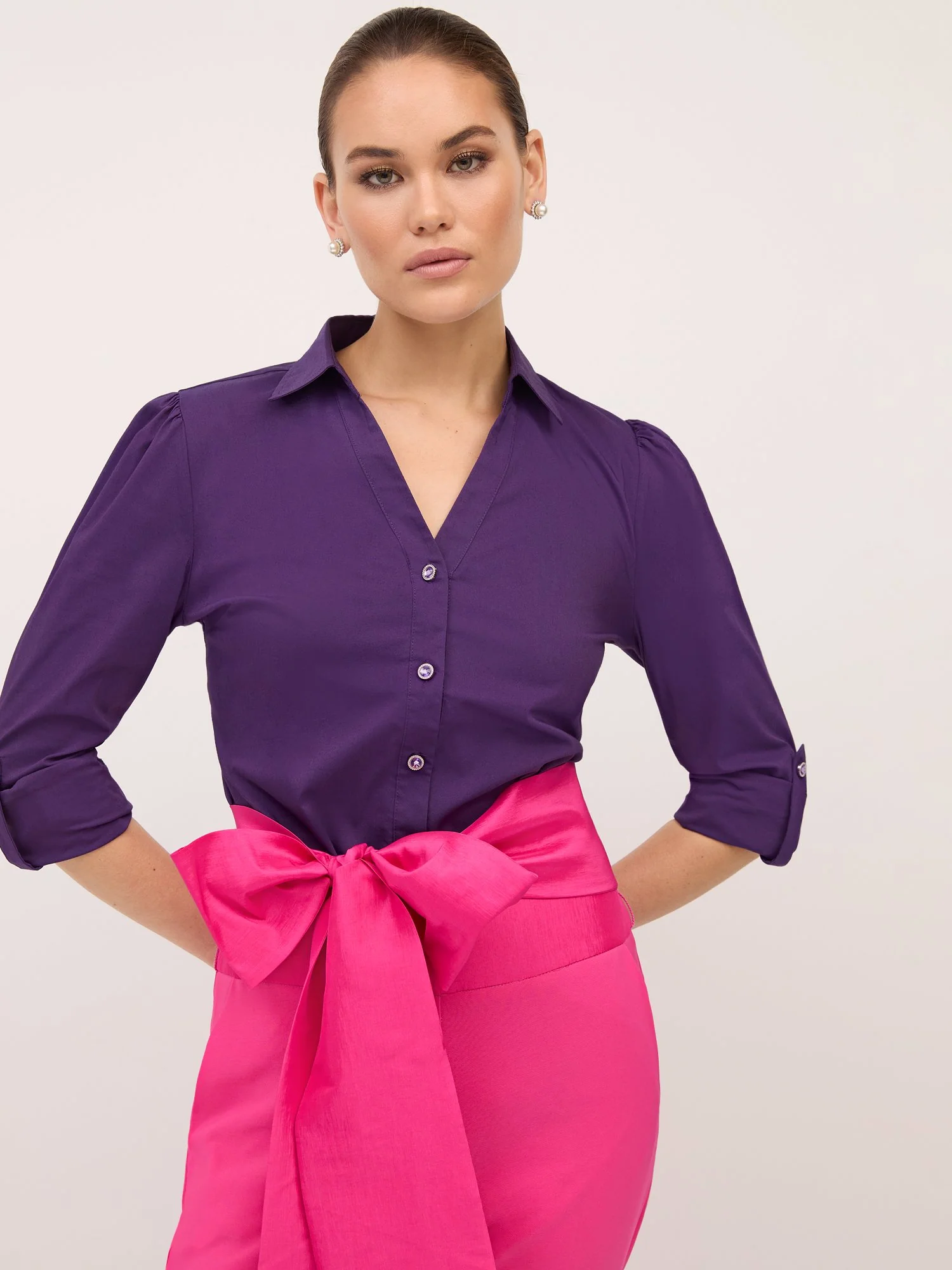 Jewel Puff-Sleeve Button-Front - NY&C Madison Shirt® - Image 30