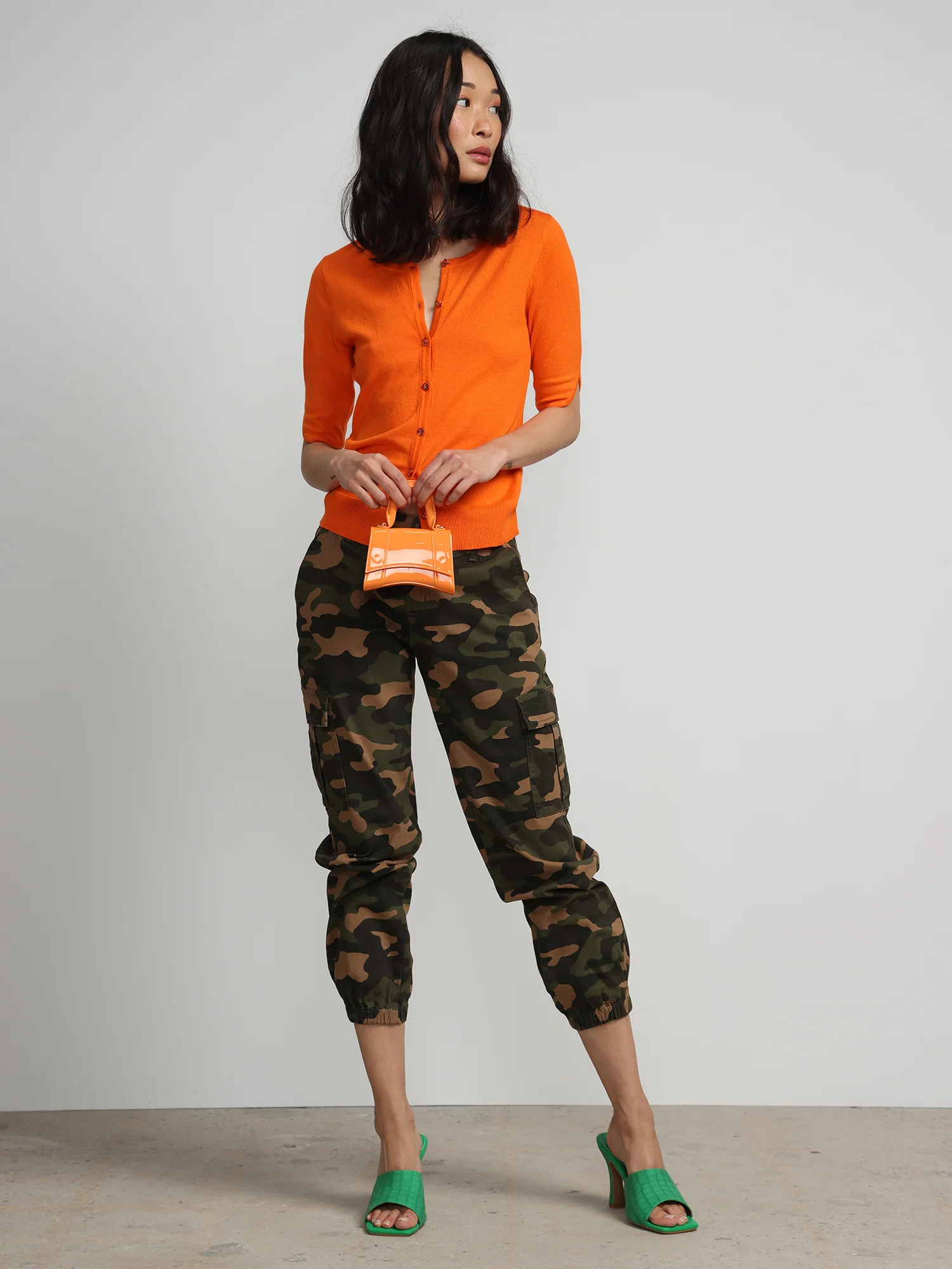 Jeweled-Button Chelsea Crewneck Cardigan - Image 11
