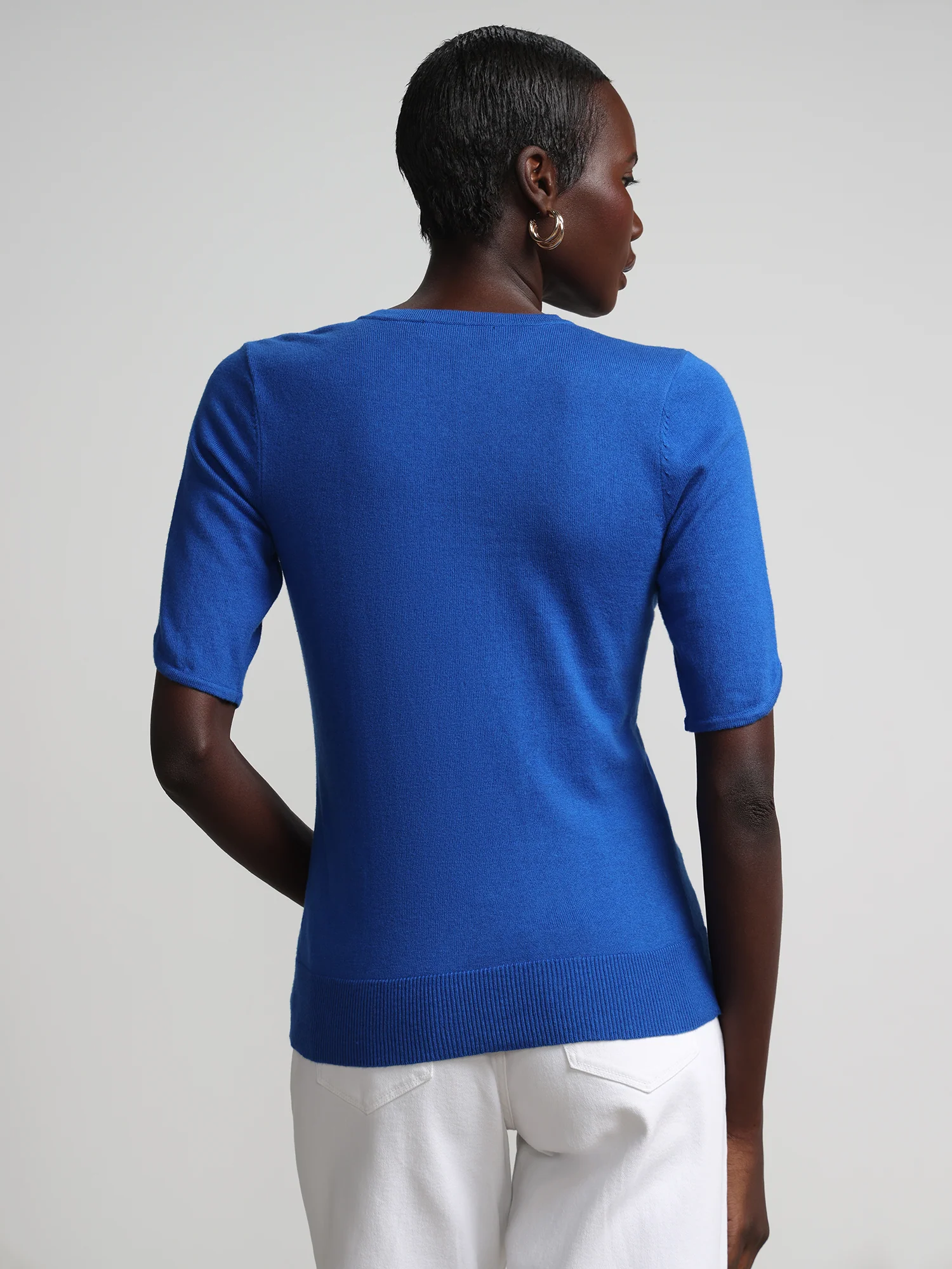 Jeweled-Button Chelsea Crewneck Cardigan - Image 58