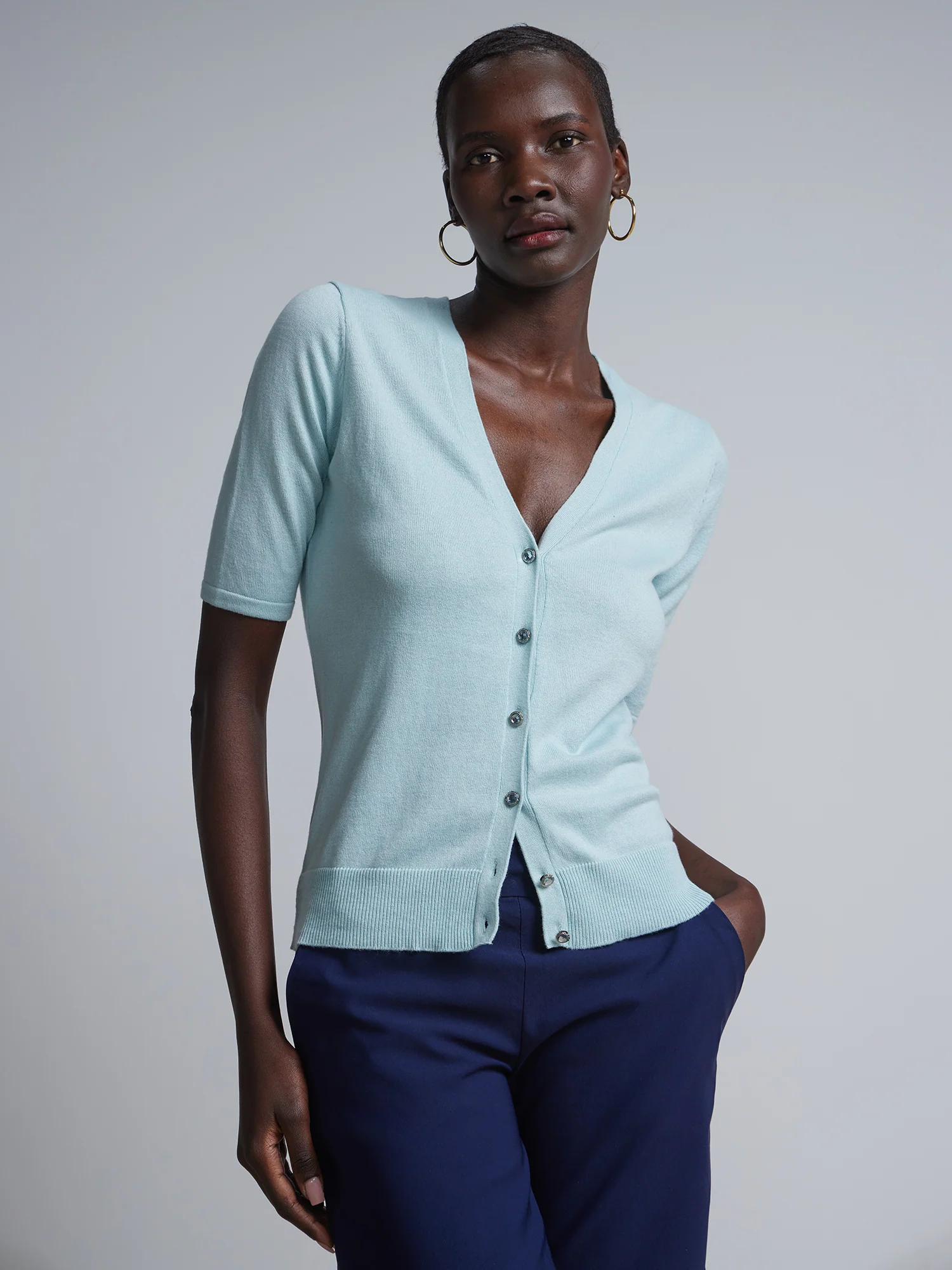 Jeweled-Button Chelsea V-Neck Cardigan - Image 18
