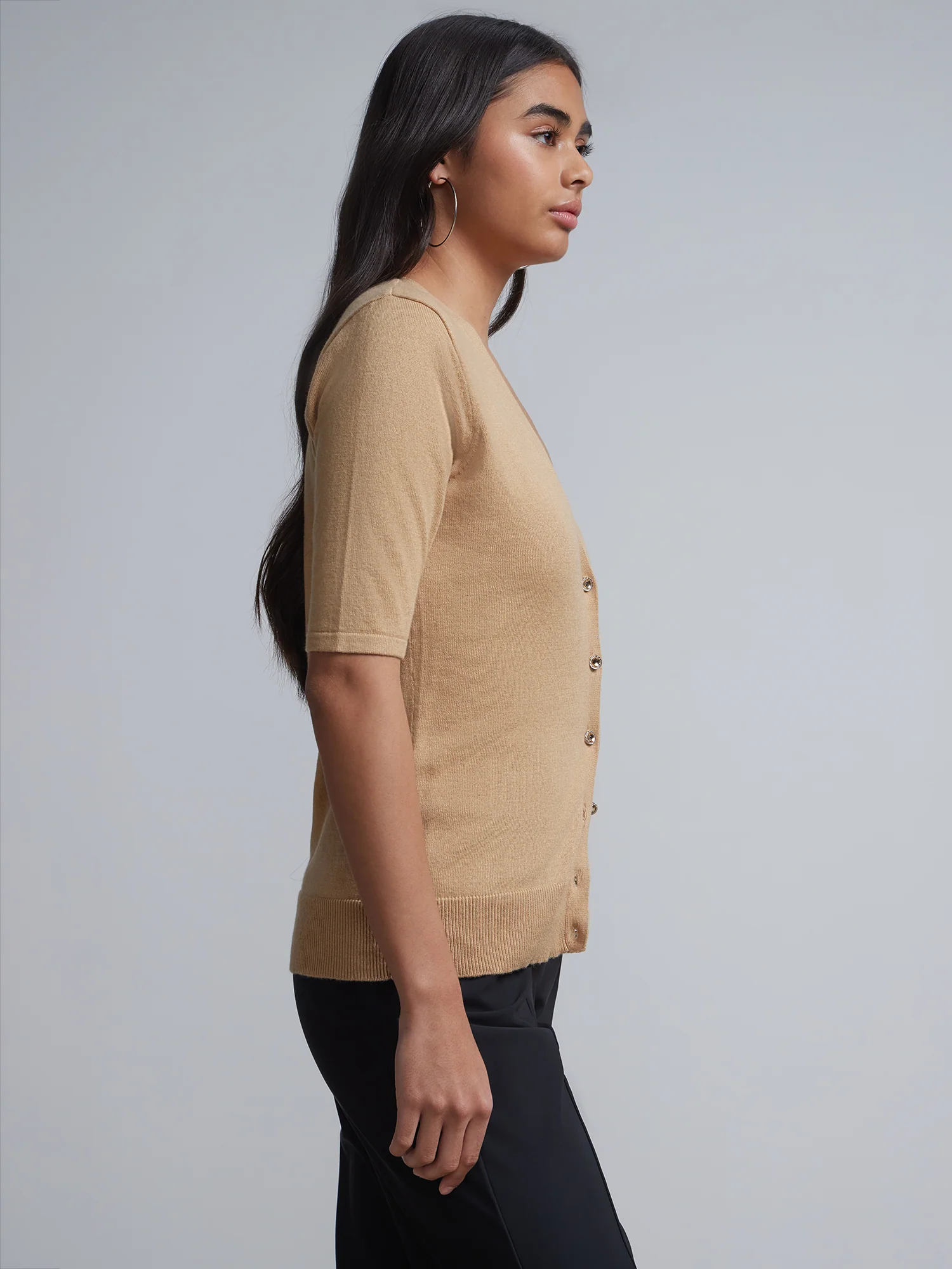 Jeweled-Button Chelsea V-Neck Cardigan - Image 37