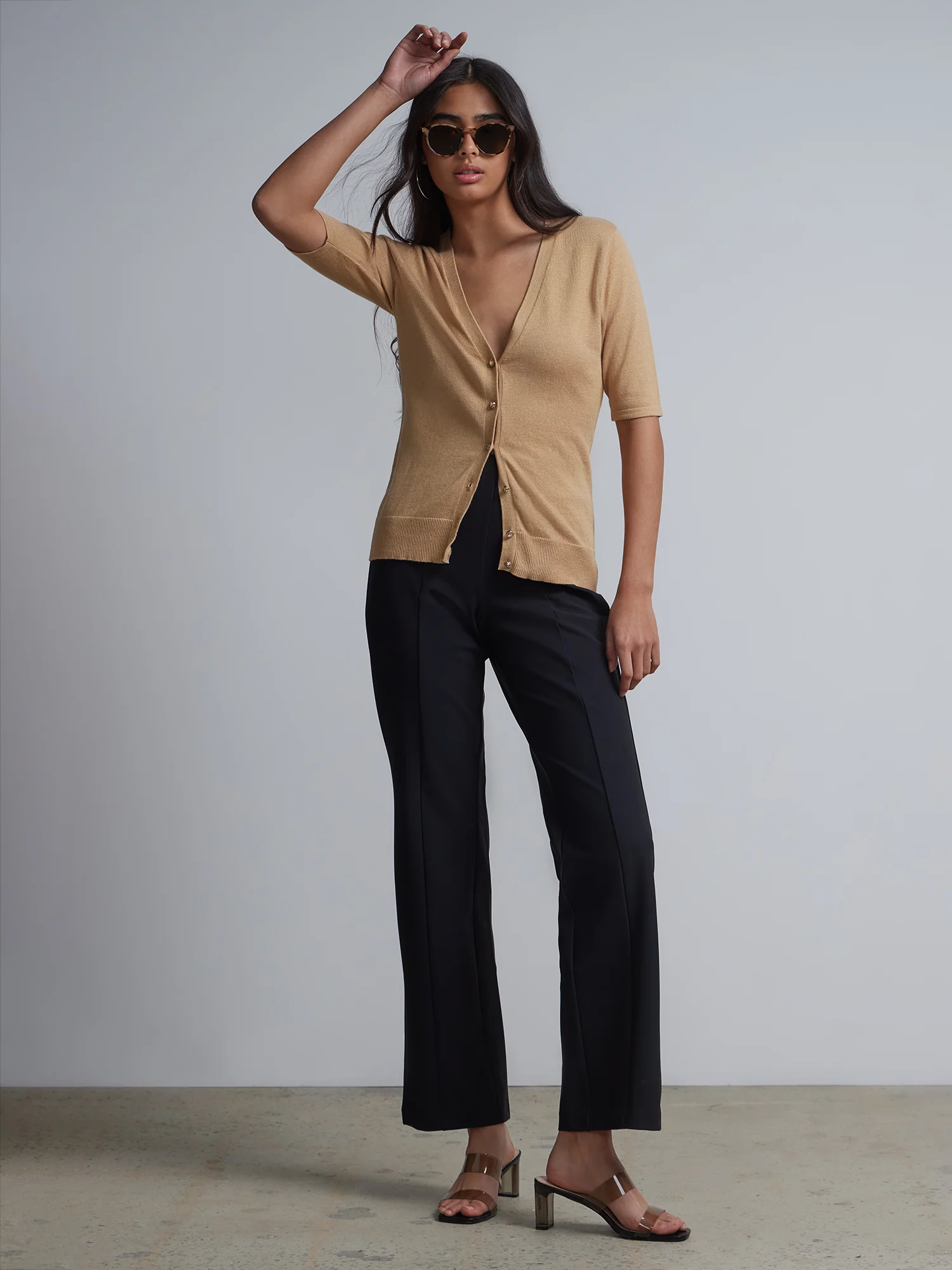Jeweled-Button Chelsea V-Neck Cardigan - Image 39